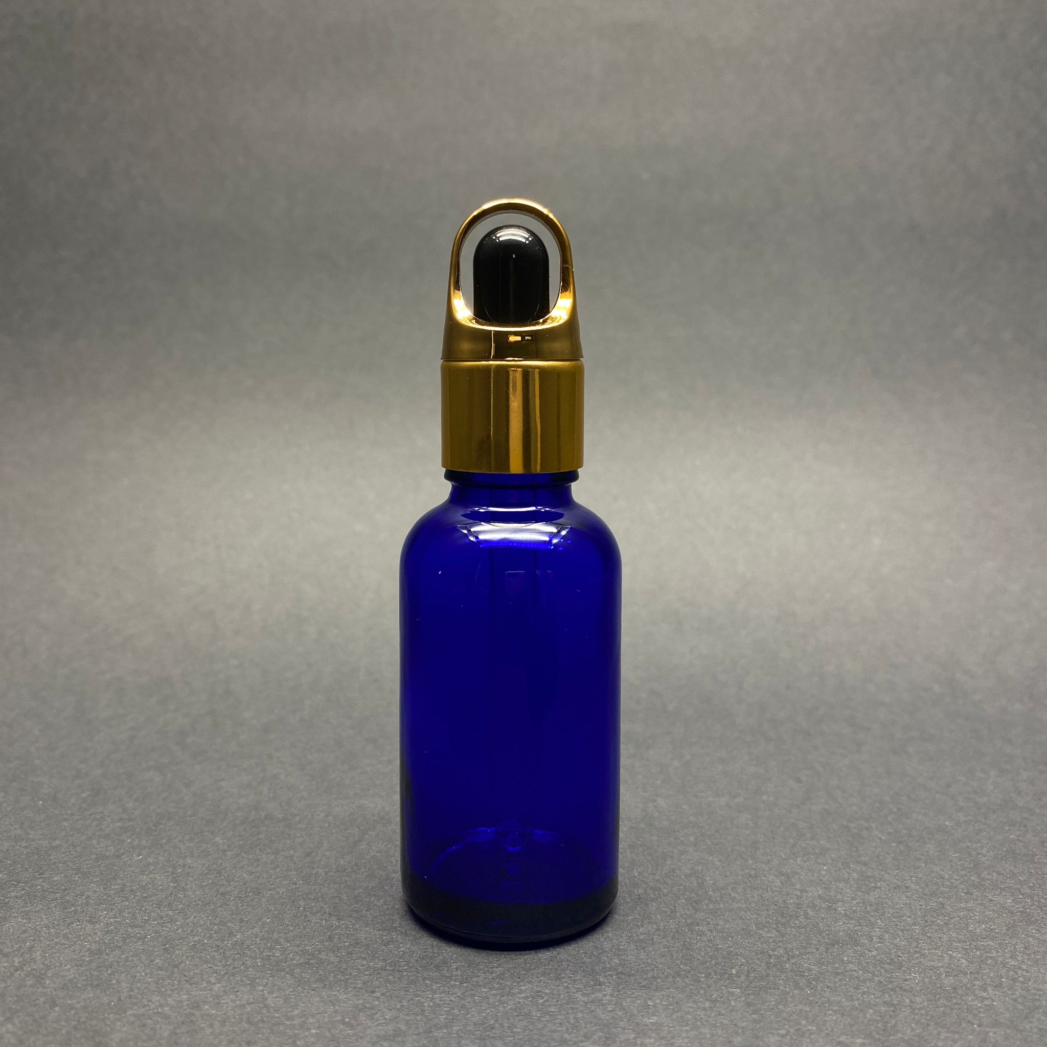 30 Cc Mavi Cam Damlalıklı Şişe - Siyah Emzik - Gold Flower Sepet Model Metalik Kapak - 30 Ml Cam Damlalıklı Şişe