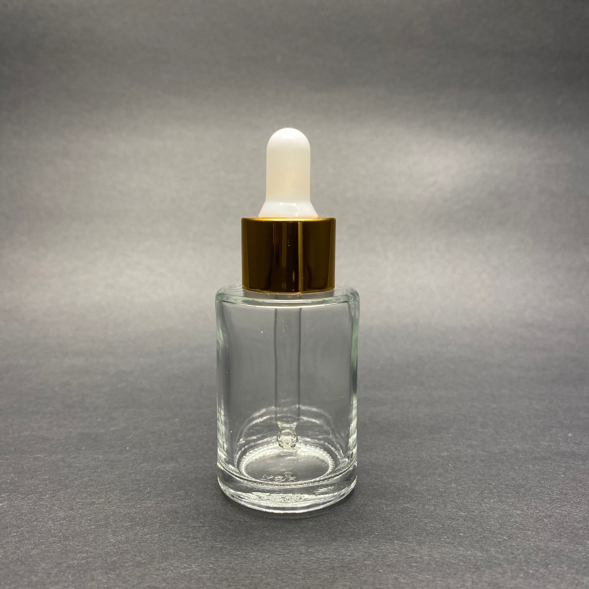 30 Cc Omuzlu Şeffaf Cam Şişe - Beyaz Emzikli Gold Kapaklı Cam Damlalıklı Takım (Damlalığın İçinde Sızdırmaz Conta Mevcuttur) - 30 Ml Küt Boyunlu Cam Serum Şişesi