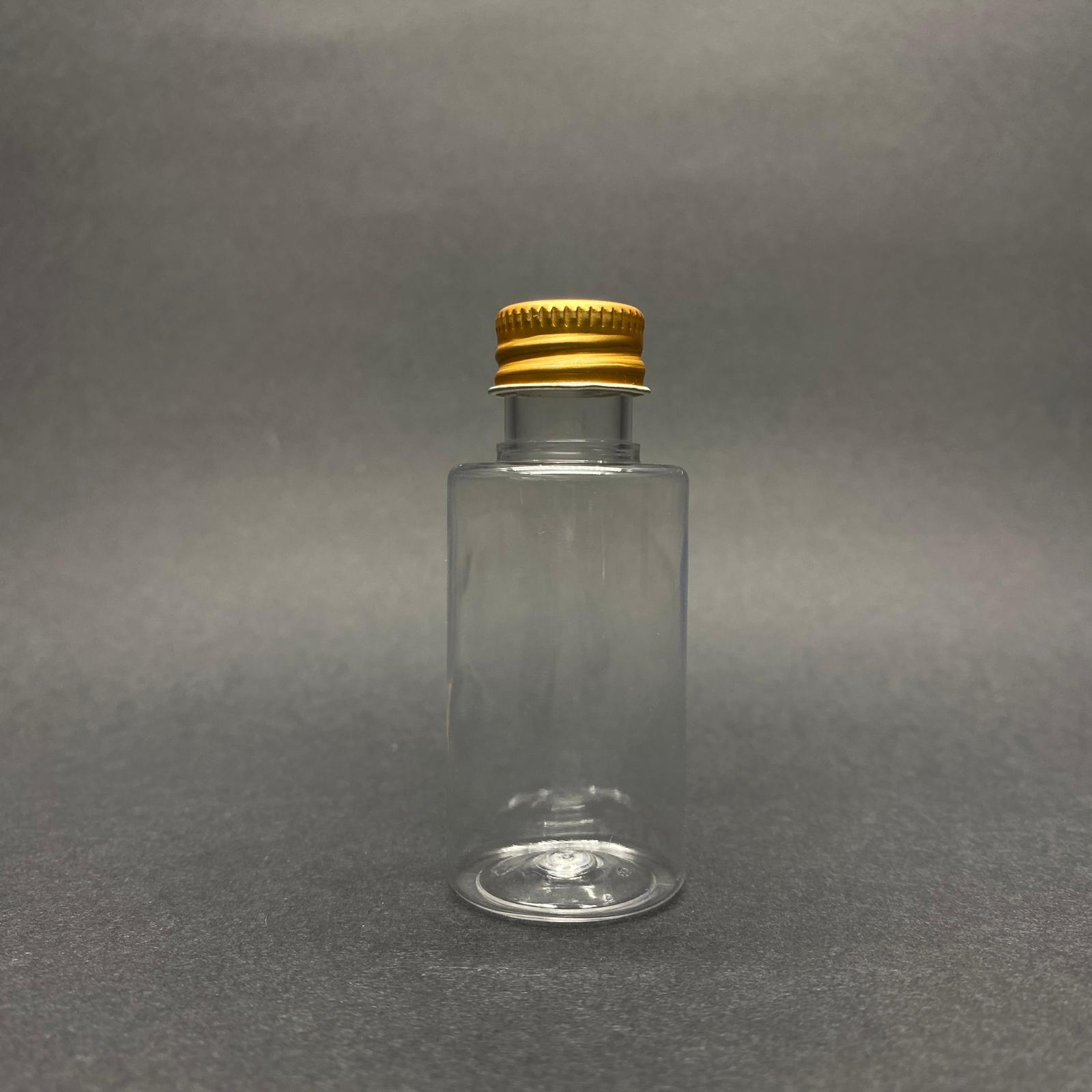 30 Cc Pet Şişe Silindir Kısa Model -Gold Metal Kapaklı - 30 Ml Pet Şişe