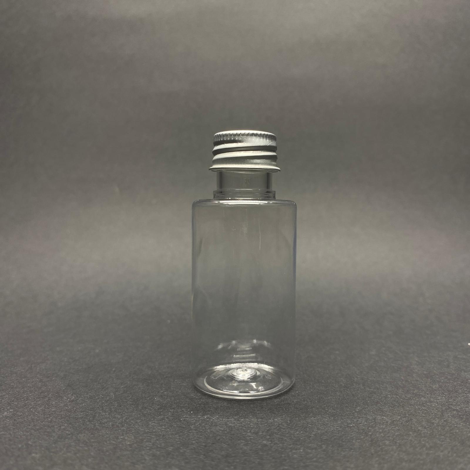 30 Cc Pet Şişe Silindir Kısa Model -Gümüş Metal Kapaklı - 30 Ml Pet Şişe