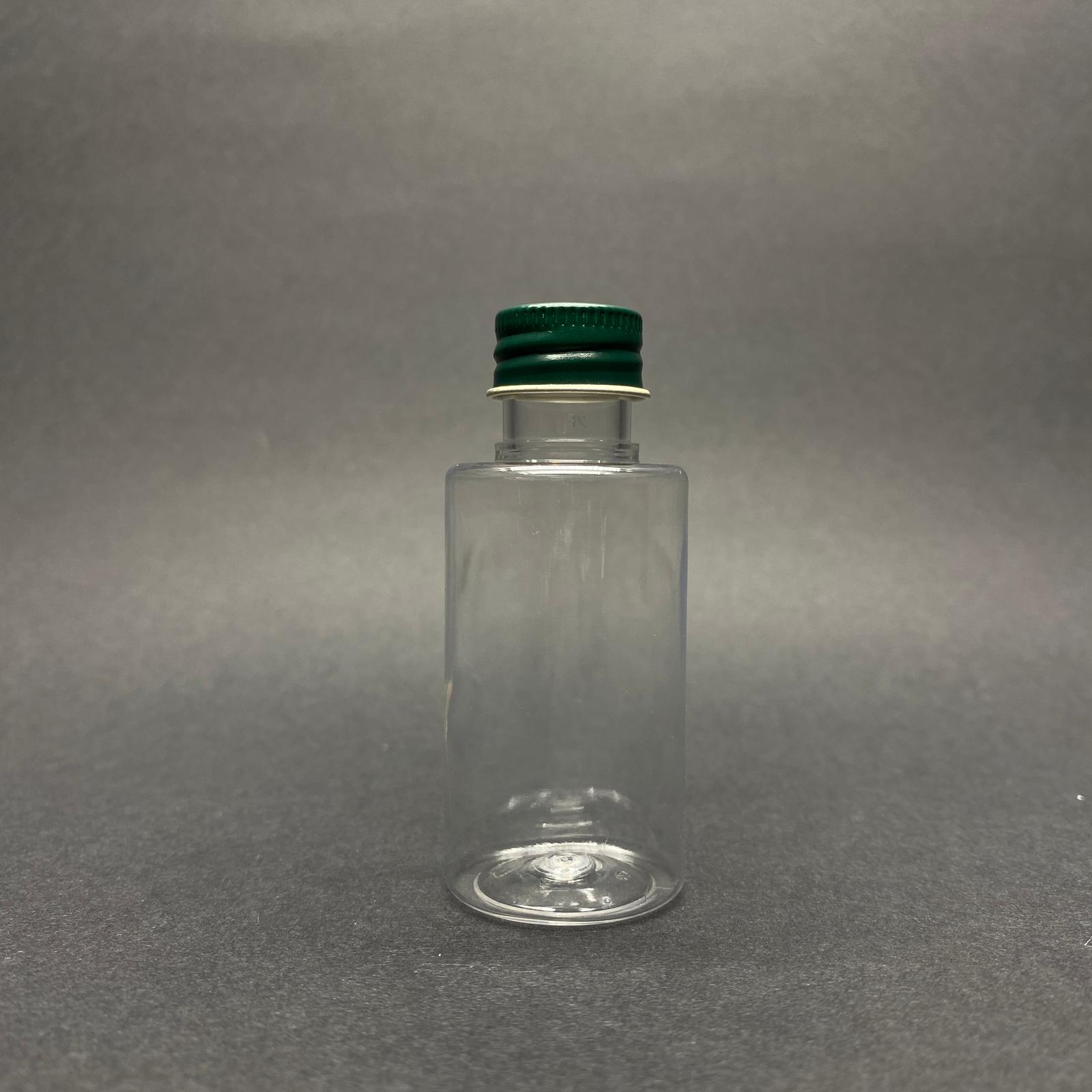 30 Cc Pet Şişe Silindir Kısa Model -Yeşil Metal Kapaklı - 30 Ml Pet Şişe