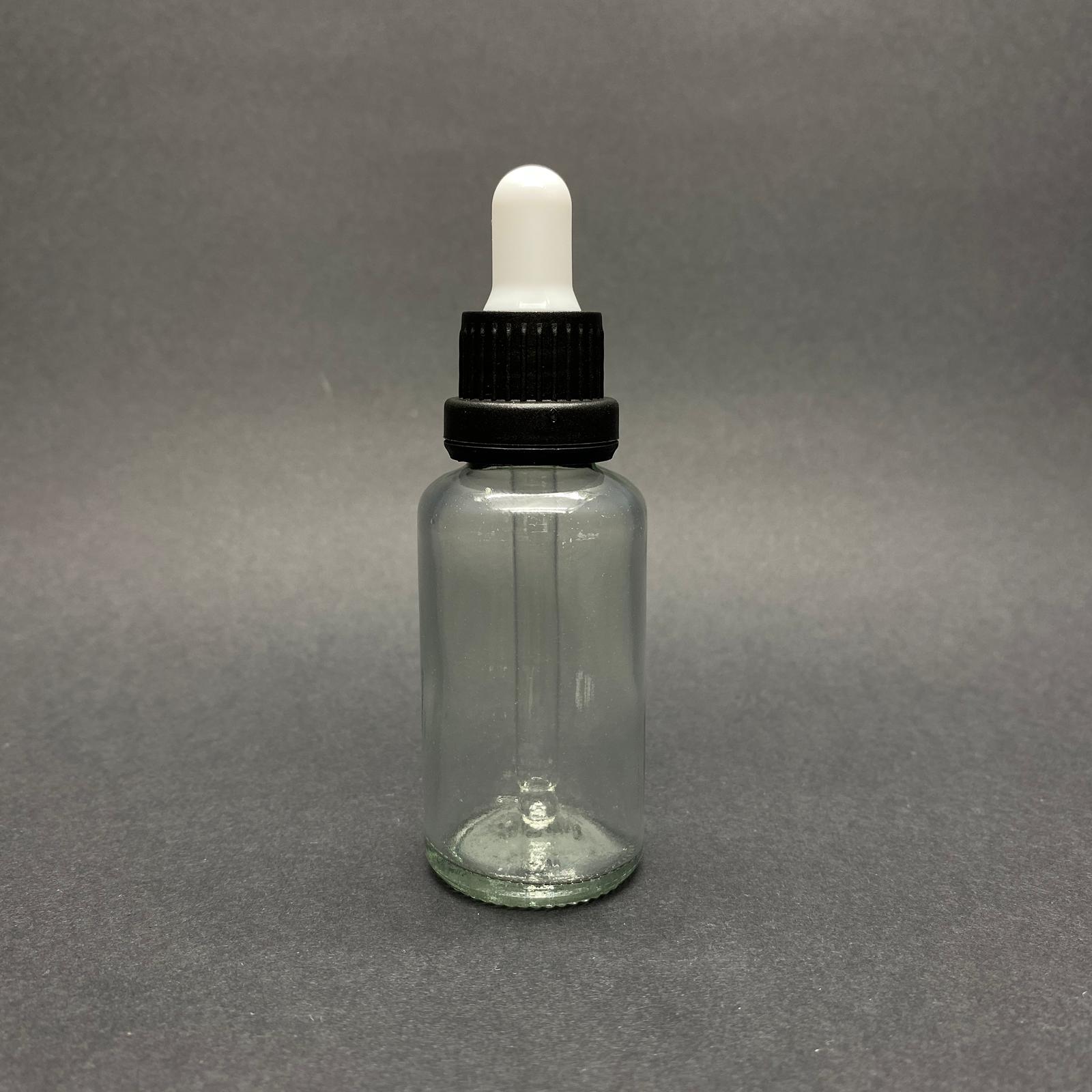 30 Cc Şeffaf Cam Damlalıklı Şişe - Beyaz Emzik - Siyah Kilitli Plastik Kapak - 30 Ml Saydam Cam Damlalıklı Şişe - 30 Ml Serum Şişesi