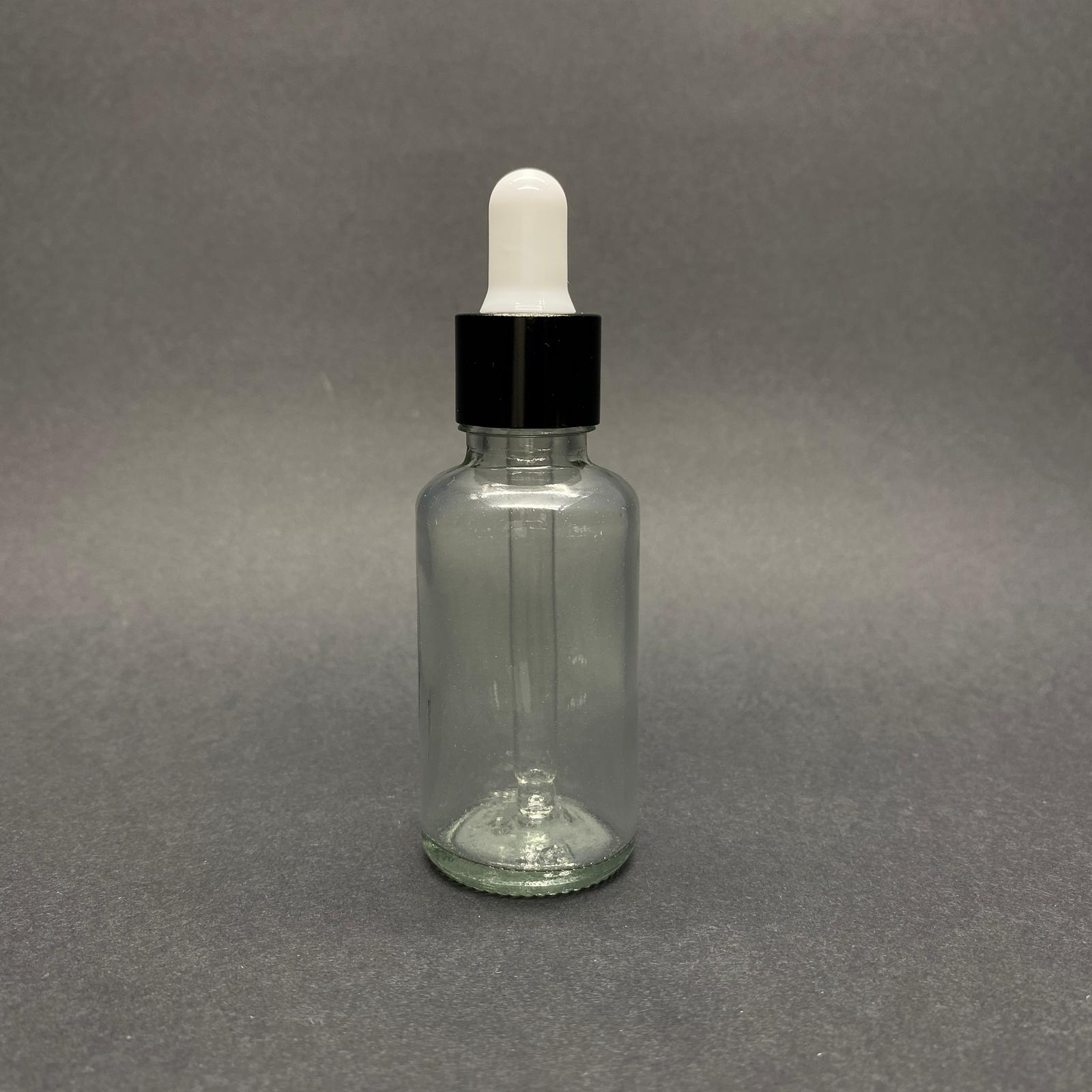 30 Cc Şeffaf Cam Damlalıklı Şişe - Beyaz Emzik - Siyah Metalik Kapak - 30 Ml Saydam Cam Damlalıklı Şişe - 30 Ml Serum Şişesi
