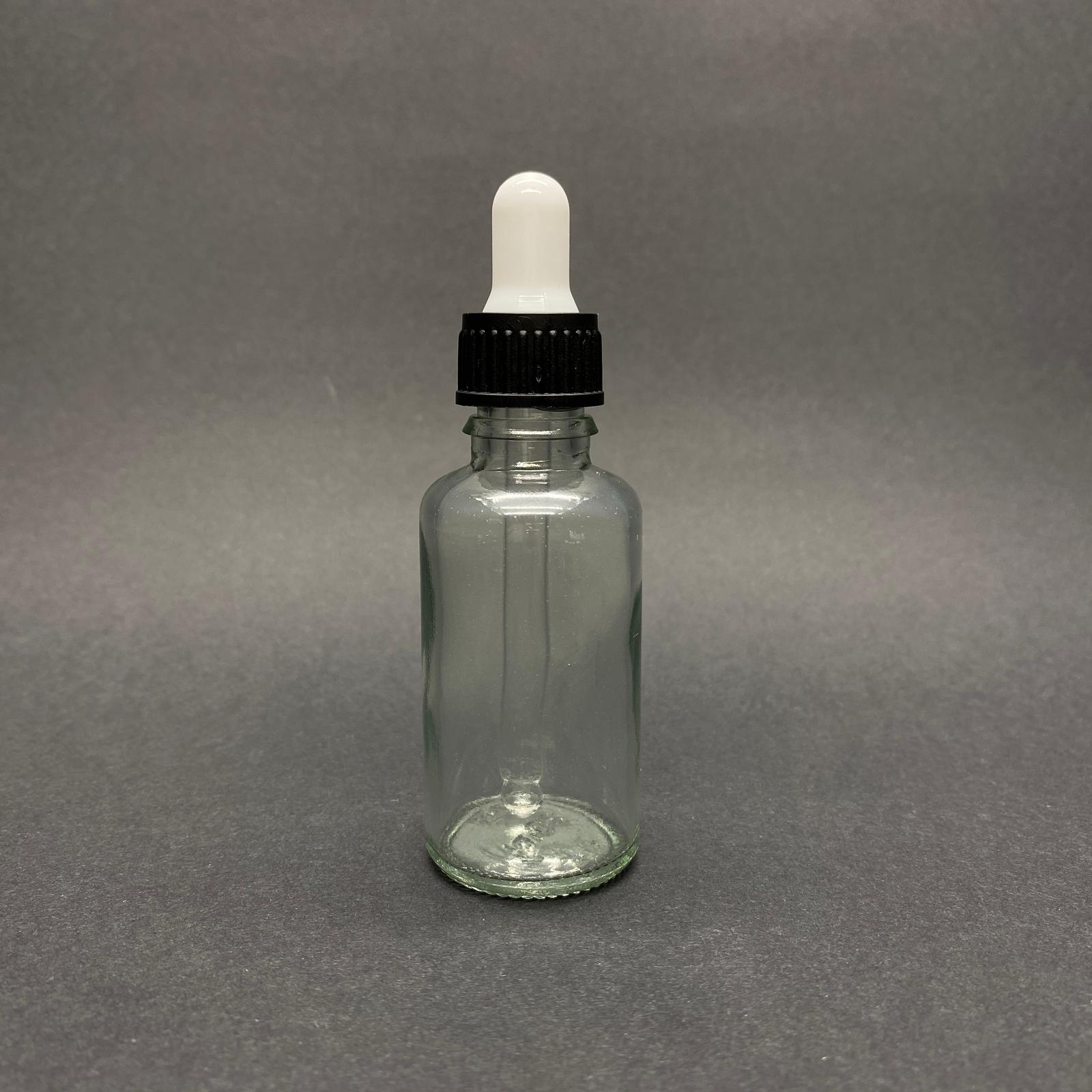 30 Cc Şeffaf Cam Damlalıklı Şişe - Beyaz Emzik - Siyah Plastik Kapak - 30 Ml Saydam Cam Damlalıklı Şişe - 30 Ml Serum Şişesi