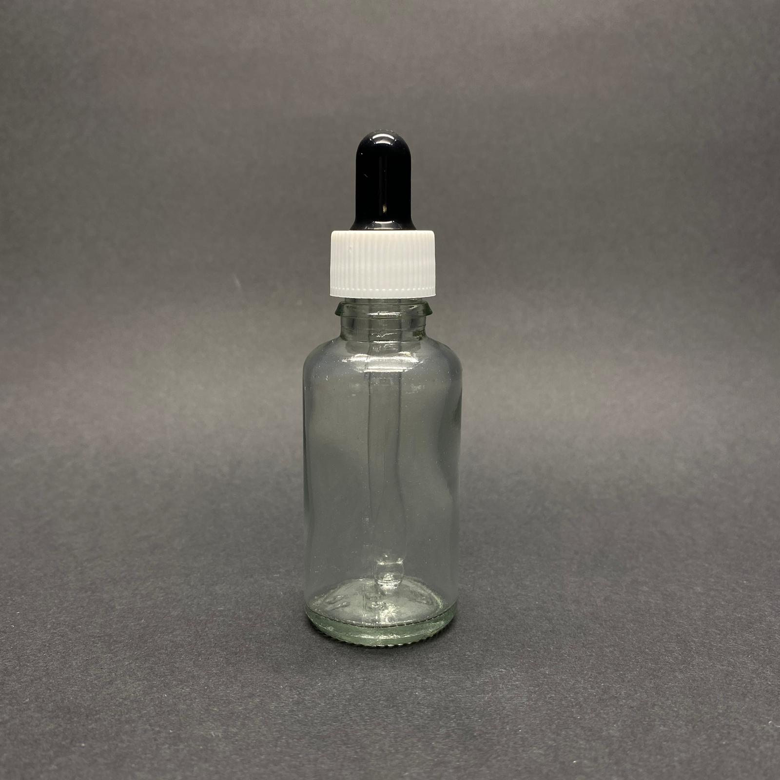 30 Cc Şeffaf Cam Damlalıklı Şişe - Siyah Emzik - Beyaz Plastik Kapak - 30 Ml Saydam Cam Damlalıklı Şişe - 30 Ml Serum Şişesi