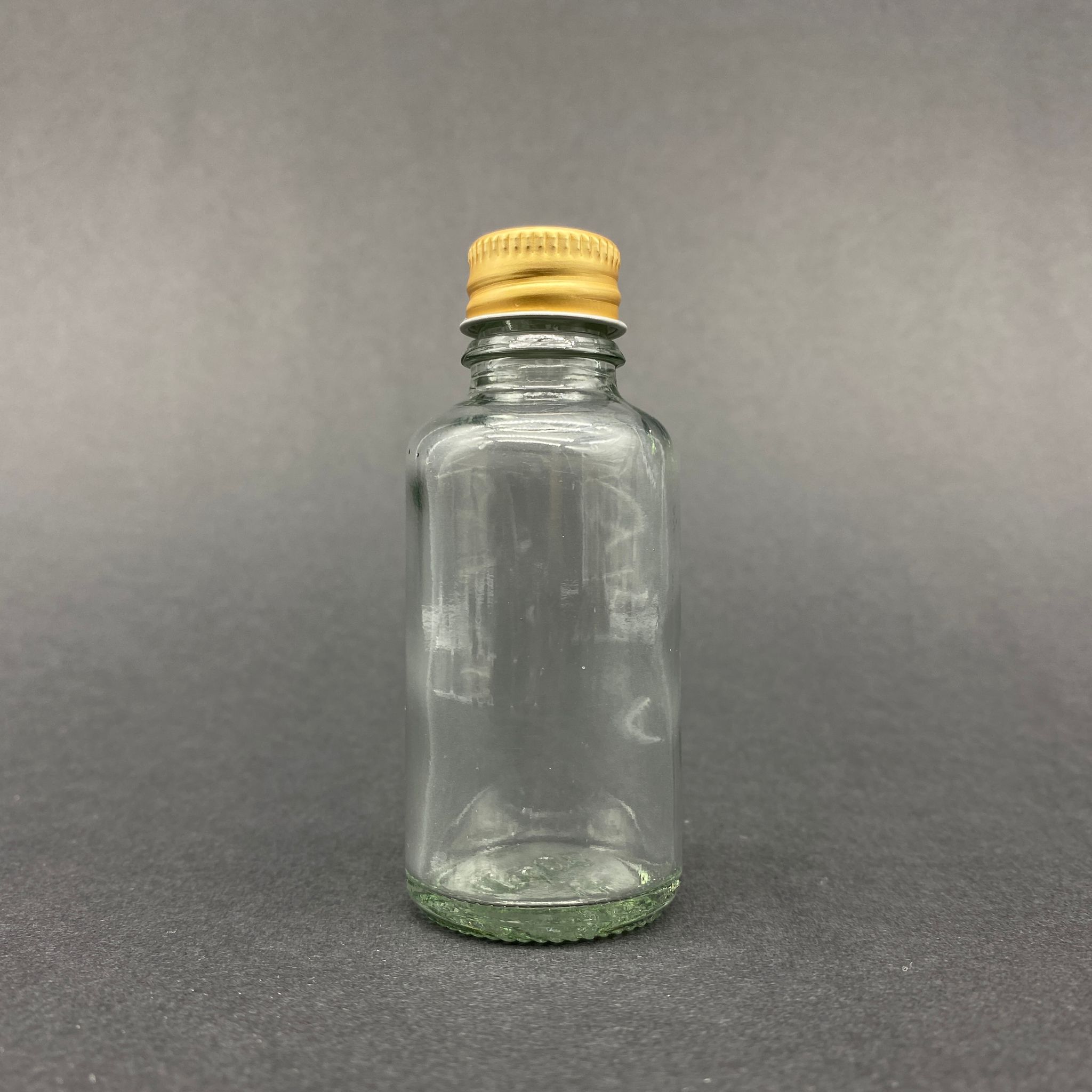 30 Cc Şeffaf Cam Şişe - Gold Vidalı Metal Kapaklı - 30 Ml Cam Şişe
