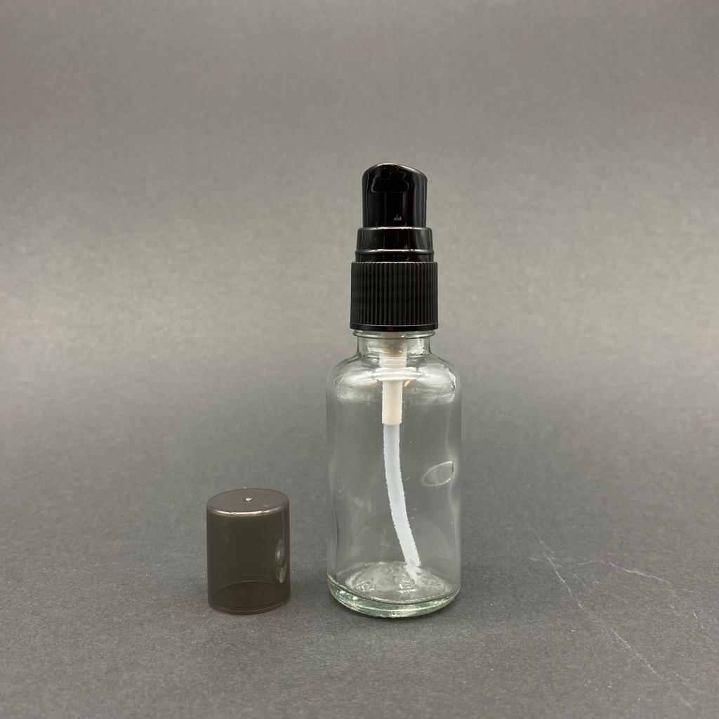 30 Cc Şeffaf Cam Şişe Siyah Losyon Pompalı Takım - 30 Ml Pompalı Cam Şişe