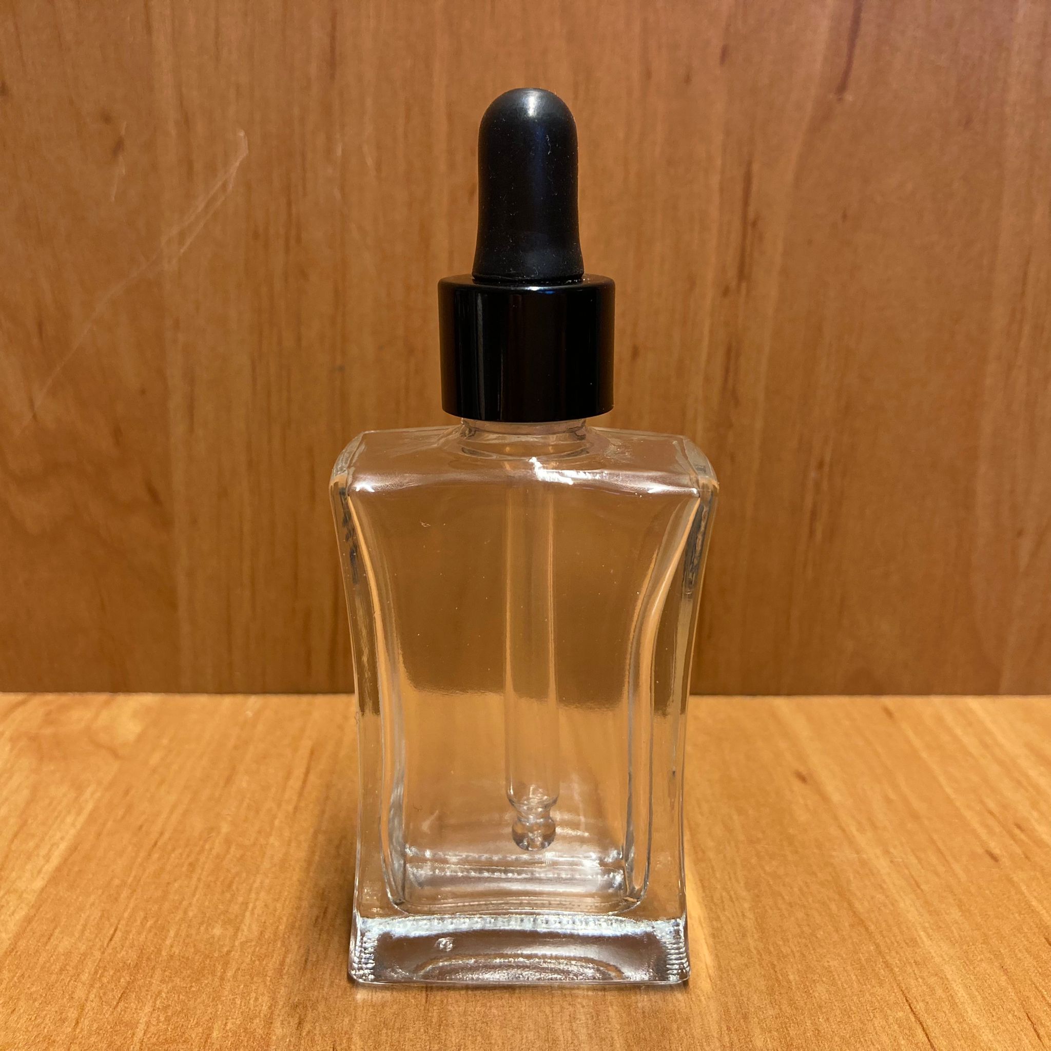 30 Cc Şeffaf Köşeli Cam Damlalıklı Şişe - Siyah Emzik - Siyah Metalik Kapak - 30 Ml Saydam Cam Damlalıklı Şişe