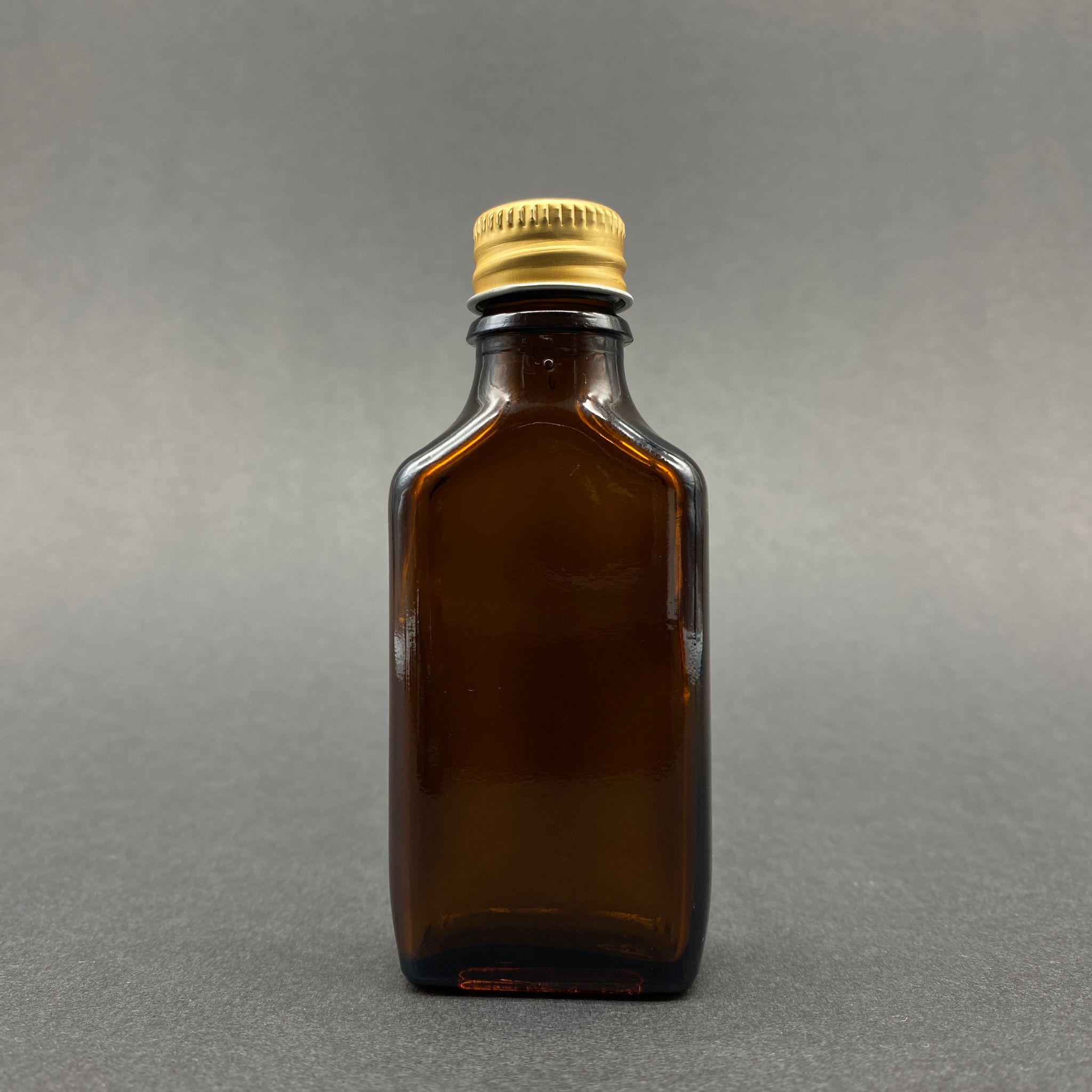 30 Cc Yassı Kahverengi Cam Şişe - Gold Vidalı Metal Kapaklı - 30 Ml Amber Standart Cam Şişe