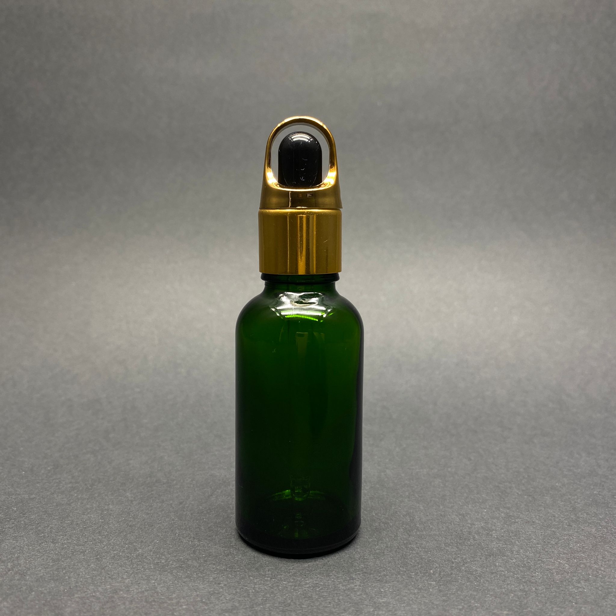 30 Cc Yeşil Cam Damlalıklı Şişe - Siyah Emzik - Gold Flower Sepet Model Metalik Kapak - 30 Ml Cam Damlalıklı Şişe