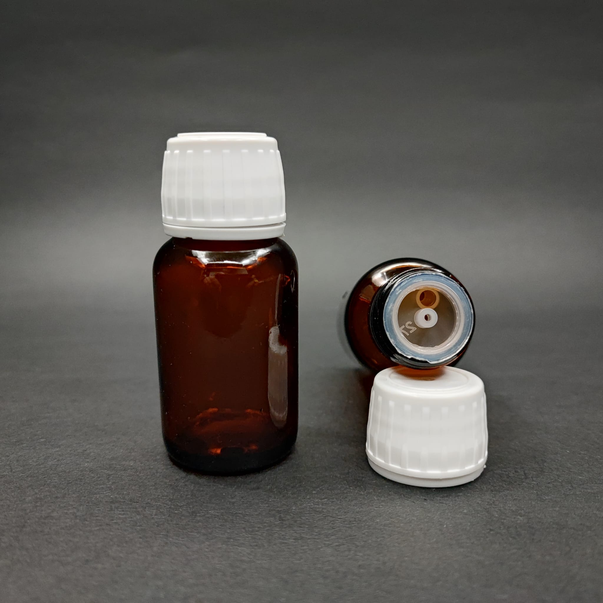 30 Ml Dolumu Kolay, Geniş Ağızlı İçten Damlalıklı Şişe (25 Mm Ağız)  - 30 Cc Beyaz Kilitli Damlalıklı Cam Ecza Şişesi - Amber Kahverengi