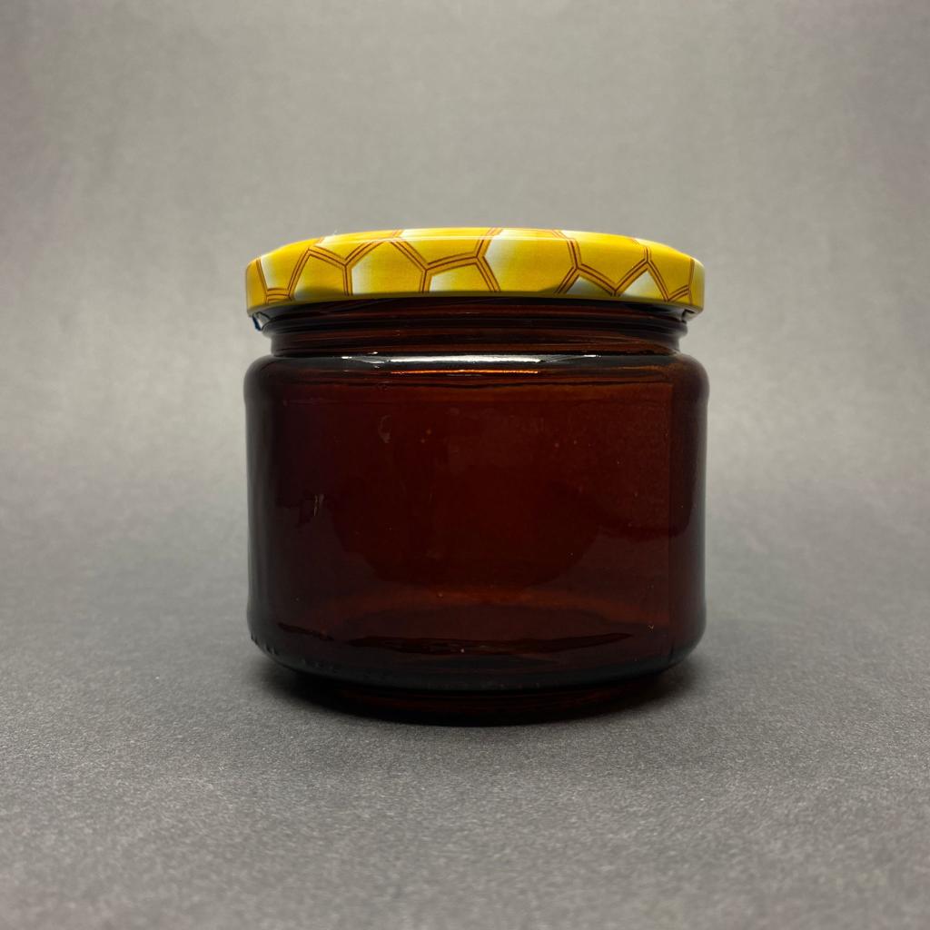 300 Cc Amber Cam Kavanoz - Petek/Bal Desenli Metal Kapaklı - 300 Ml Cam Kavanoz (Kargoda Çizilebilir - İadesi Yoktur)