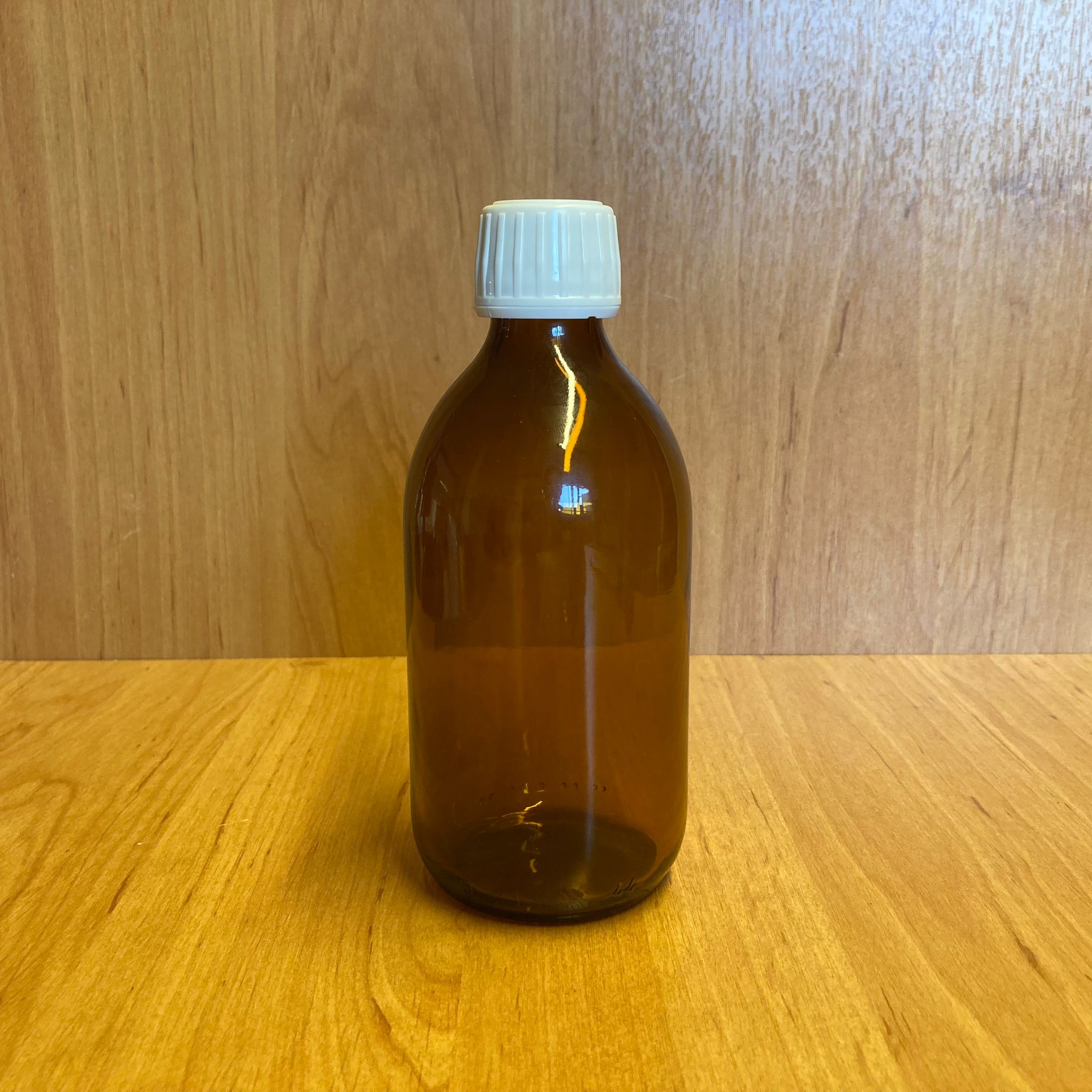300 Cc Amber Cam Şişe - Beyaz Kilitli Plastik Kapaklı - 300 Ml Kahverengi Boş Şurup Şişesi