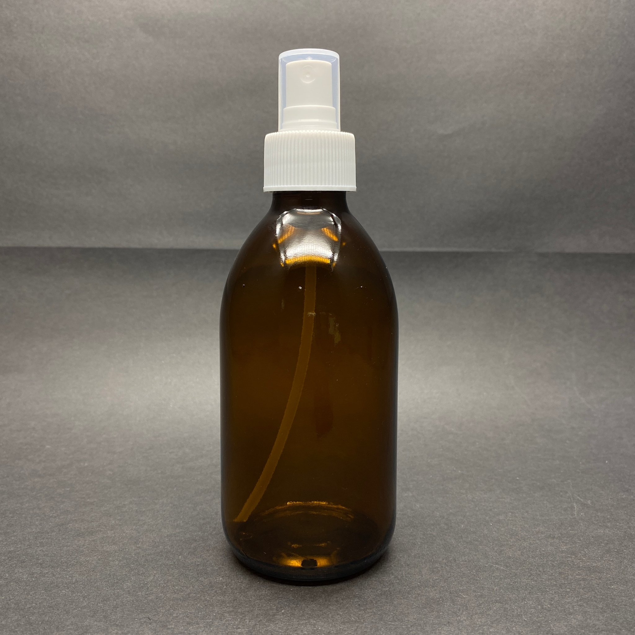 300 Cc Amber Cam Şişe - Beyaz Parmak Spreyli - 300 Ml Kahverengi Spreyli Cam Şişe
