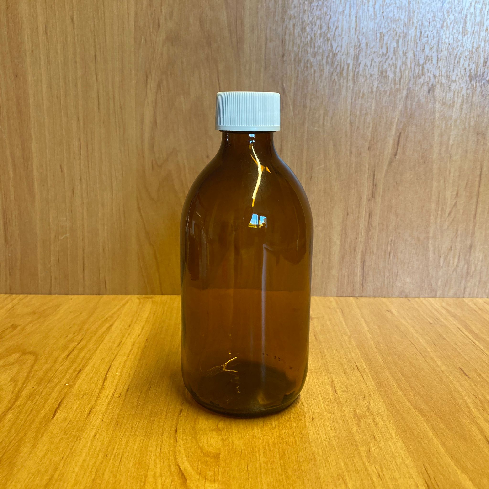 300 Cc Amber Cam Şişe - Beyaz Plastik Kapaklı - 300 Ml Kahverengi Boş Şurup Şişesi
