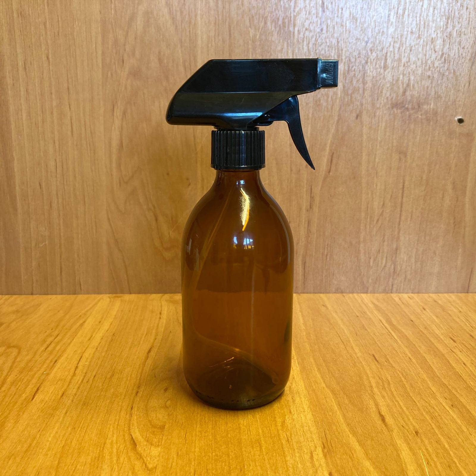 300 Cc Amber Cam Şişe - Siyah Tetik Spreyli - 300 Ml Kahverengi Spreyli Şişe
