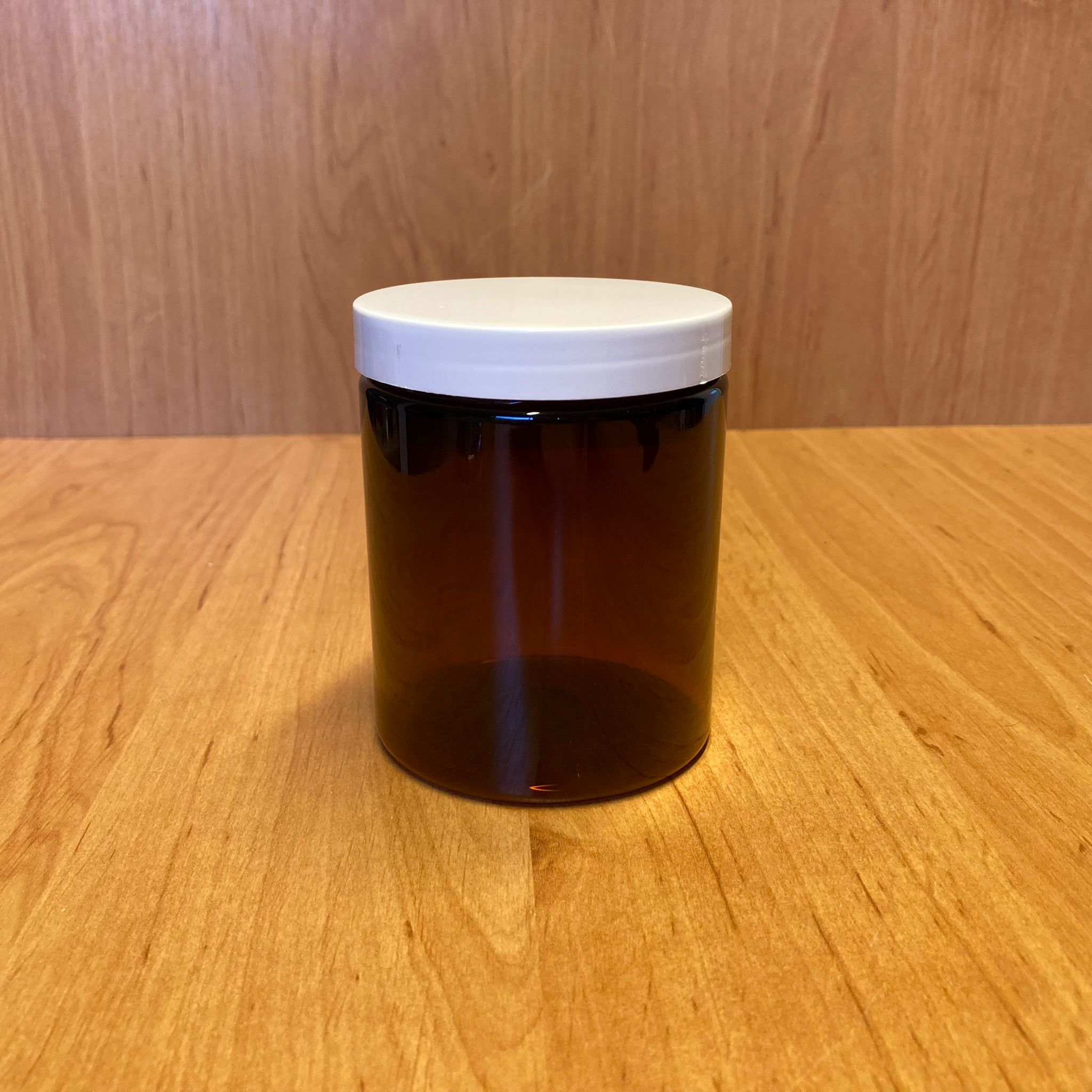 300 Cc Amber Sert Plastik Kavanoz - Beyaz Kapaklı - 300 Ml Plastik Krem Kavanozu