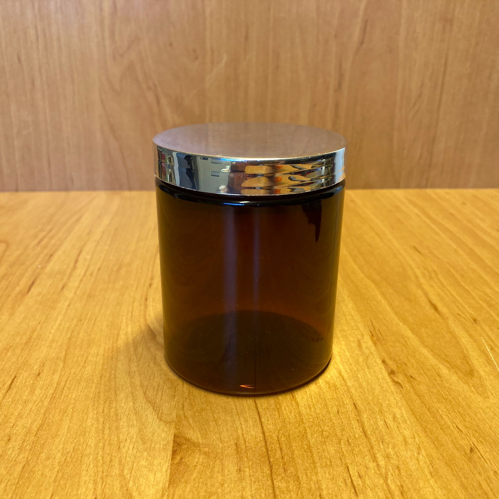 300 Cc Amber Sert Plastik Kavanoz - Gümüş Kapaklı - 300 Ml Plastik Krem Kavanozu