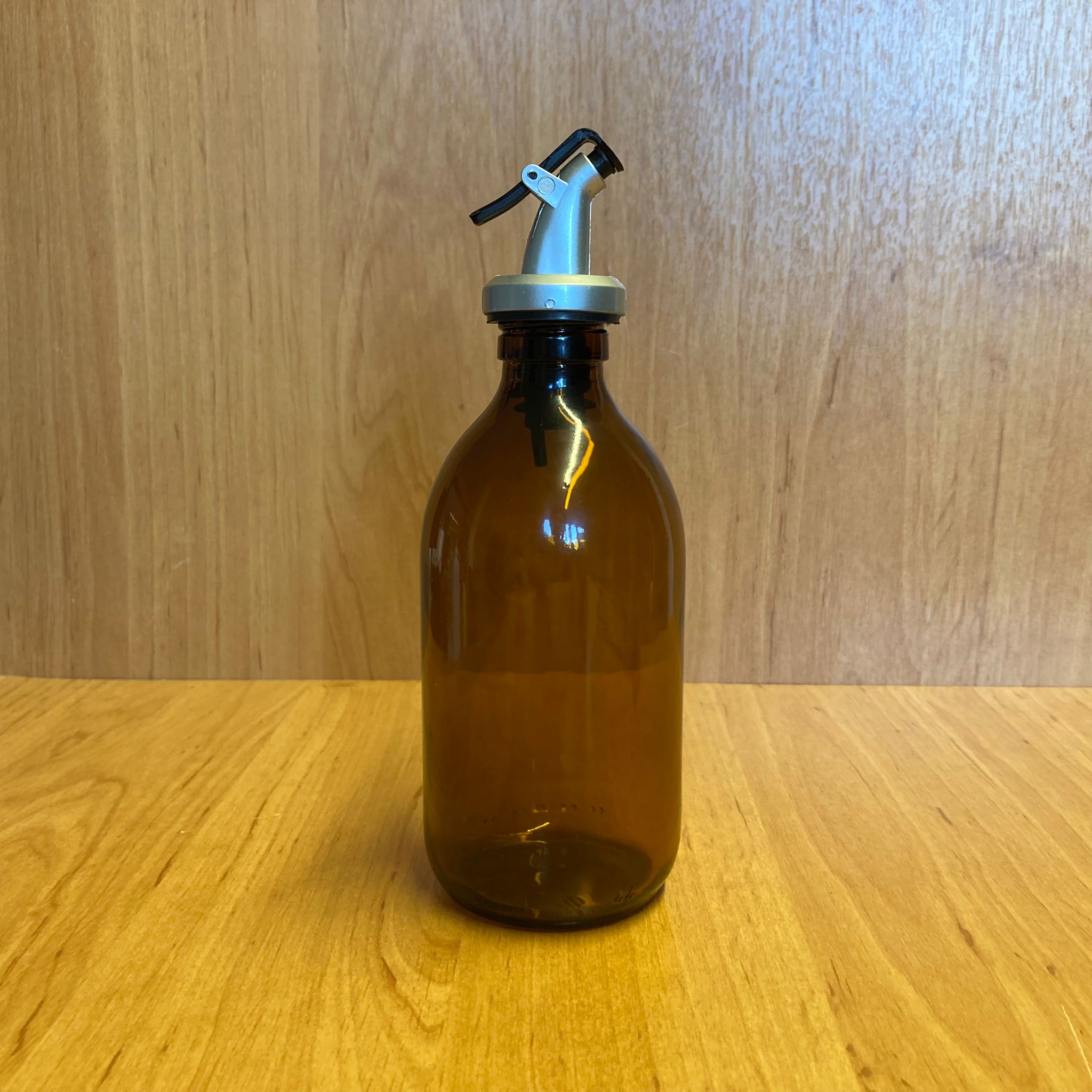 300 Cc Amber Yağdanlık Şişesi - 300 Ml Cam Yağlık Sirkelik Şişe - Gri Akıtıcılı Damlatmaz Yağlık/ Sirkelik