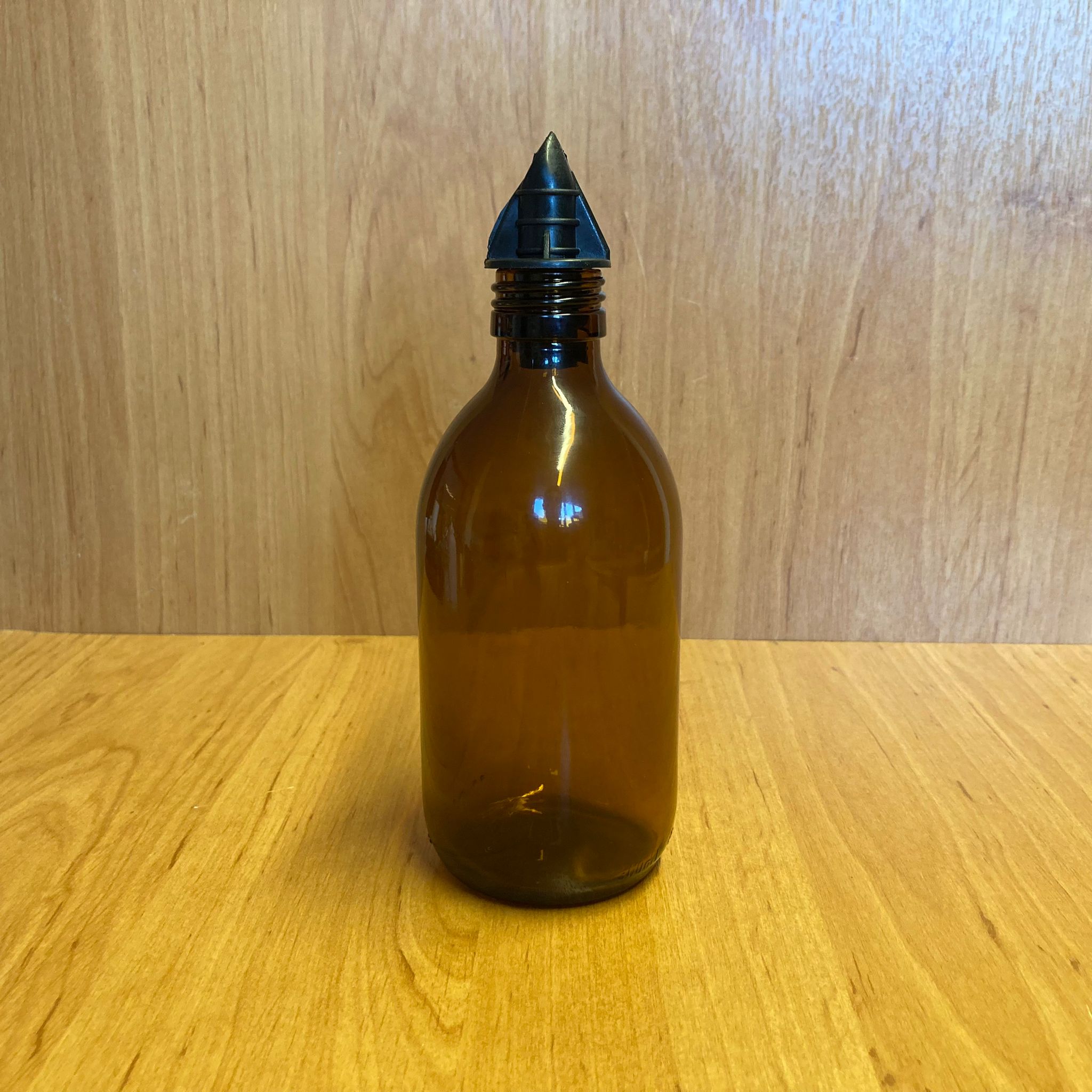 300 Cc Amber Yağdanlık Şişesi - 300 Ml Cam Yağlık Sirkelik Şişe - Siyah Akıtıcılı