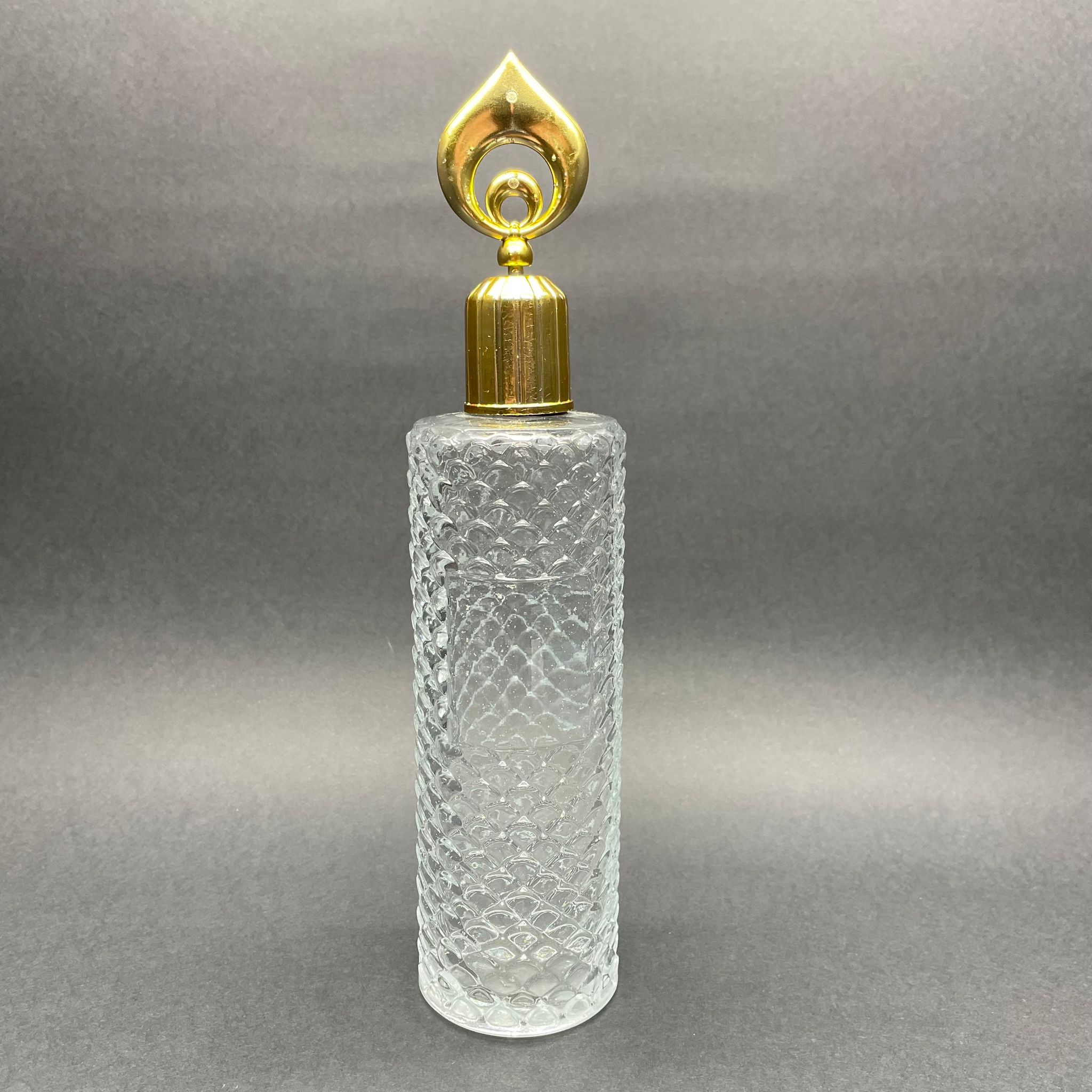 300 Cc Cam Kolonya Şişesi - Eski Tip Nostalji Kolonya Şişesi - Gold Hilal Kapaklı Kolonya Tıpalı - 300 Ml Desenli Cam Kolonya Şişesi