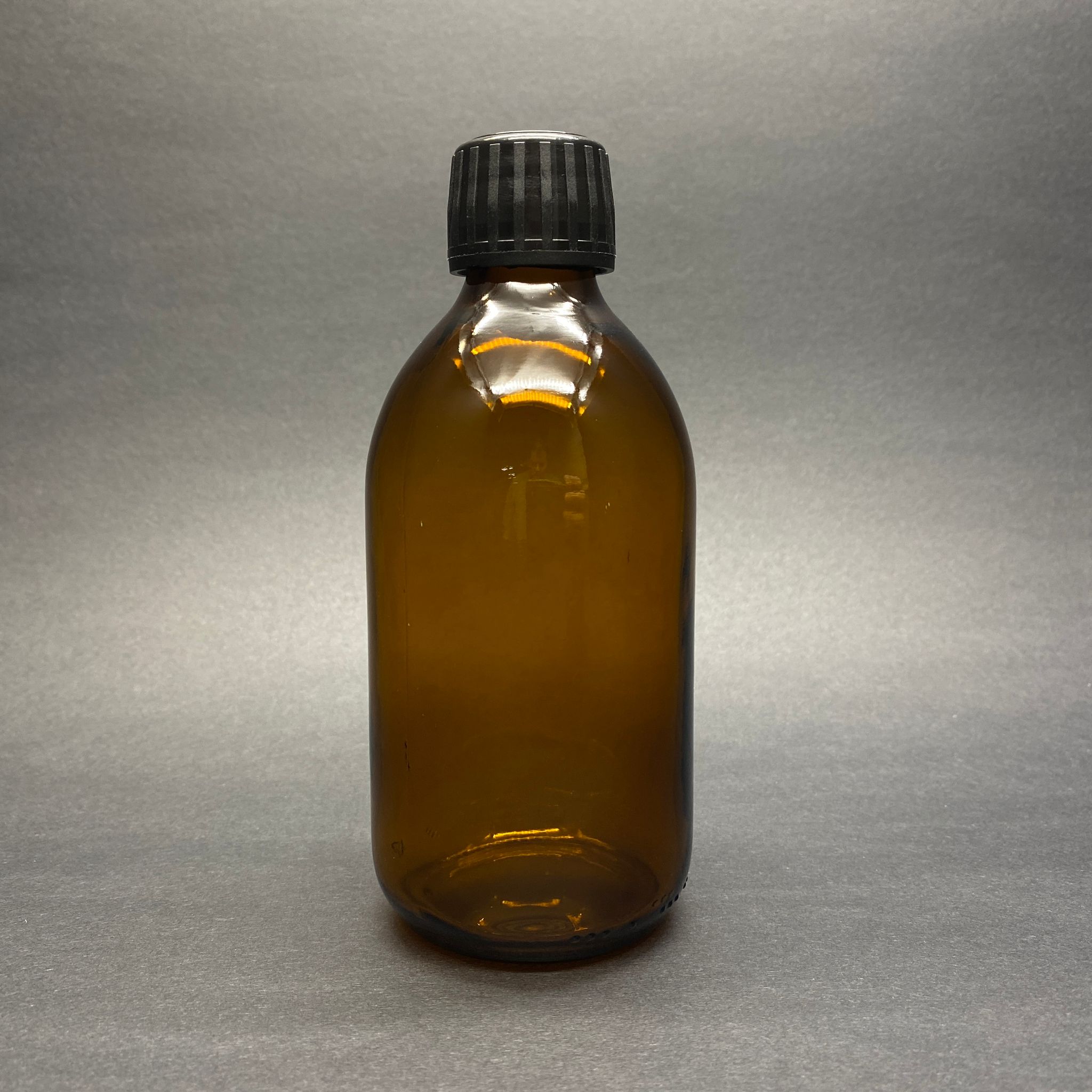 300 Cc Ecza Şişesi - Siyah Kilitli Kapaklı - 300 Ml Cam Kahverengi Boş Şurup İlaç Şişeleri (Ağız Çapı 28 Pp)