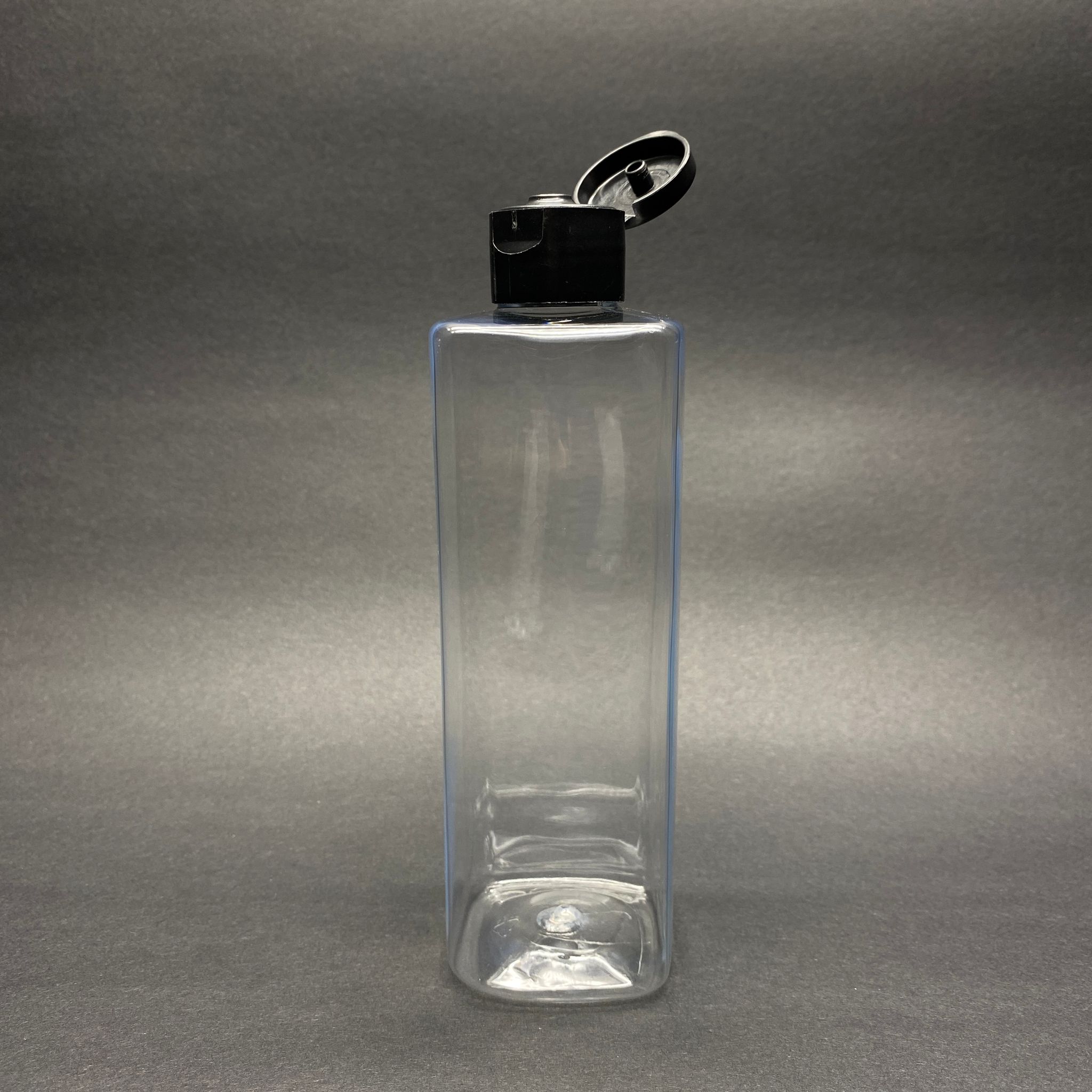 300 Cc Kare Pet Şişe (31 Gr) - Akıtıcılı Siyah Standart Fliptop Kapaklı - 300 Ml Köşeli Plastik Şişe