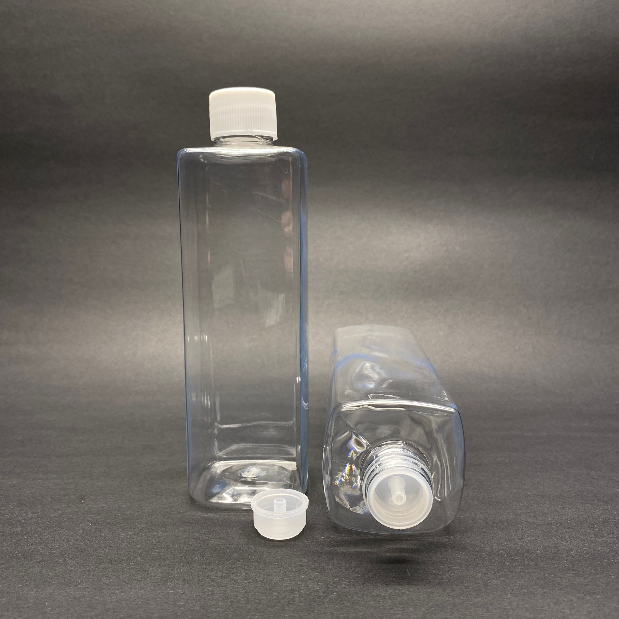 300 Cc Kare Pet Şişe (31 Gr) - Beyaz Kapaklı Kolonya Tıpalı  - 300 Ml Köşeli Plastik Şişe