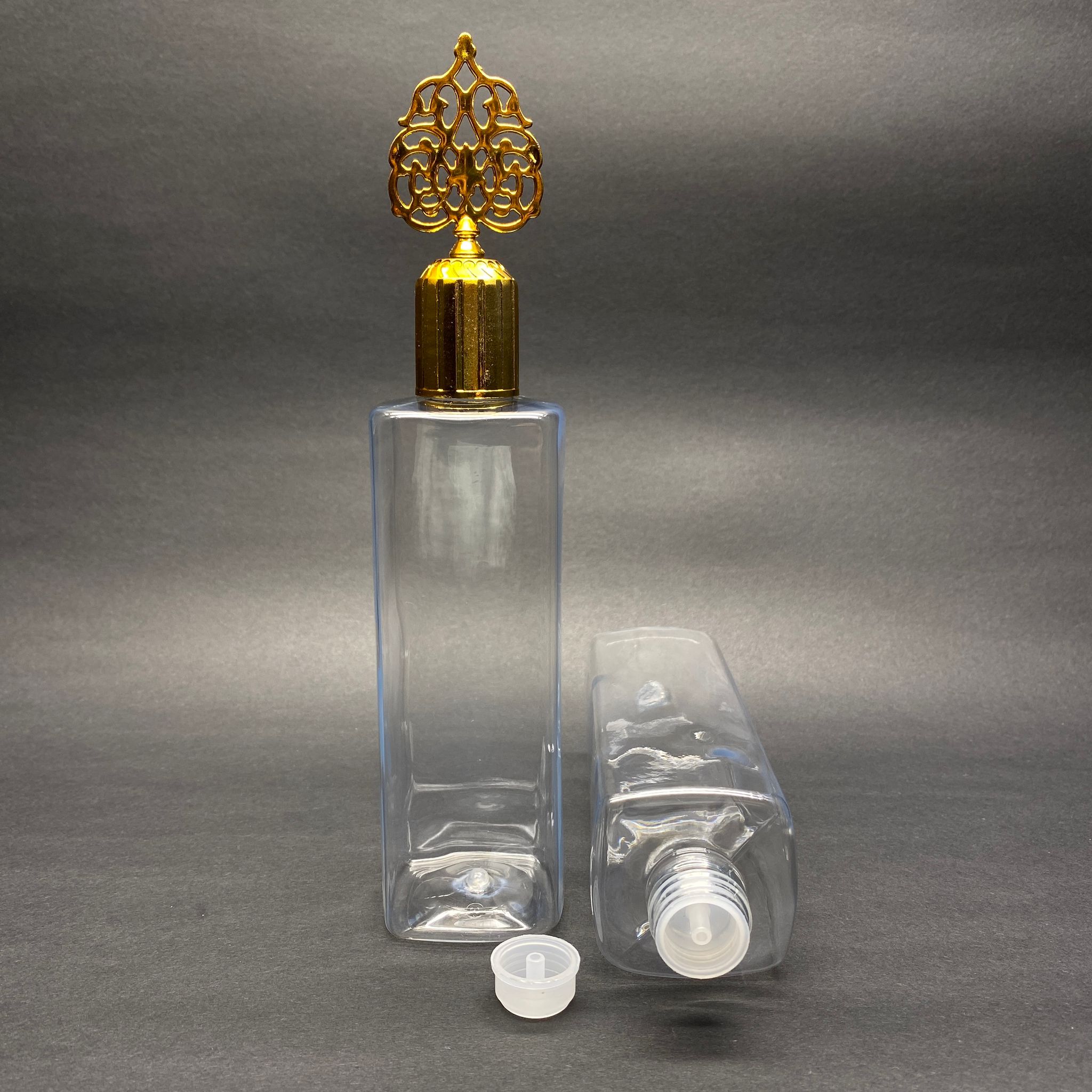 300 Cc Kare Pet Şişe (31 Gr) - Gold Osmanlı Kapaklı - 300 Ml Köşeli Plastik Şişe