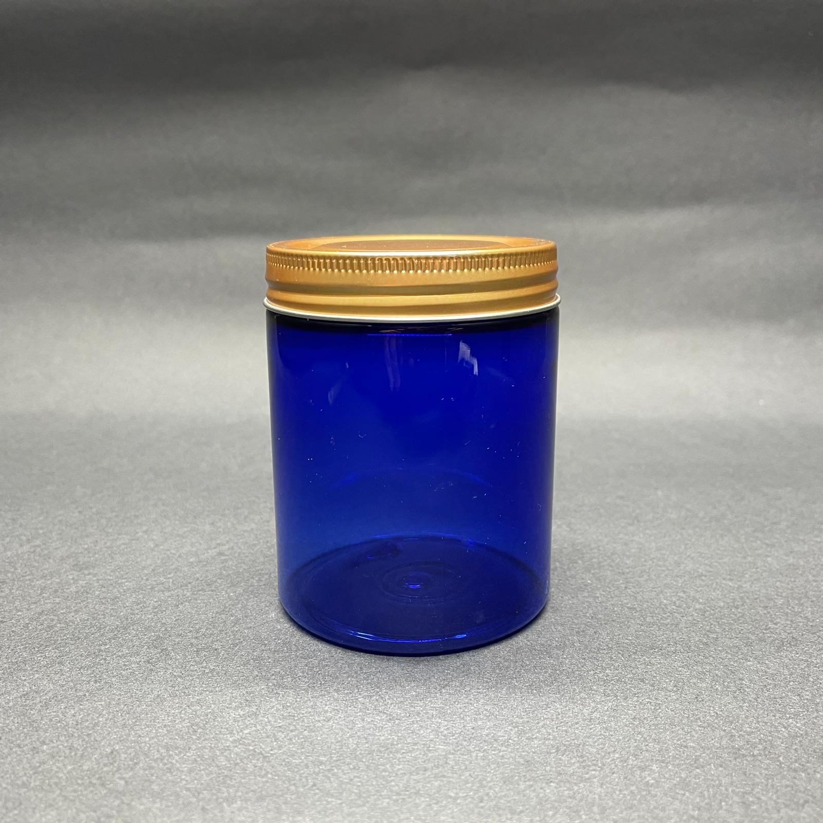 300 Cc Mavi Sert Plastik Kavanoz - Gold Metal Kapaklı - 300 Ml Metal Kapaklı Plastik Kavanoz - Kozmetik Kavanoz, Gıda Kavanozu Ve Krem Kavanozu Olarak Kullanabilirsiniz