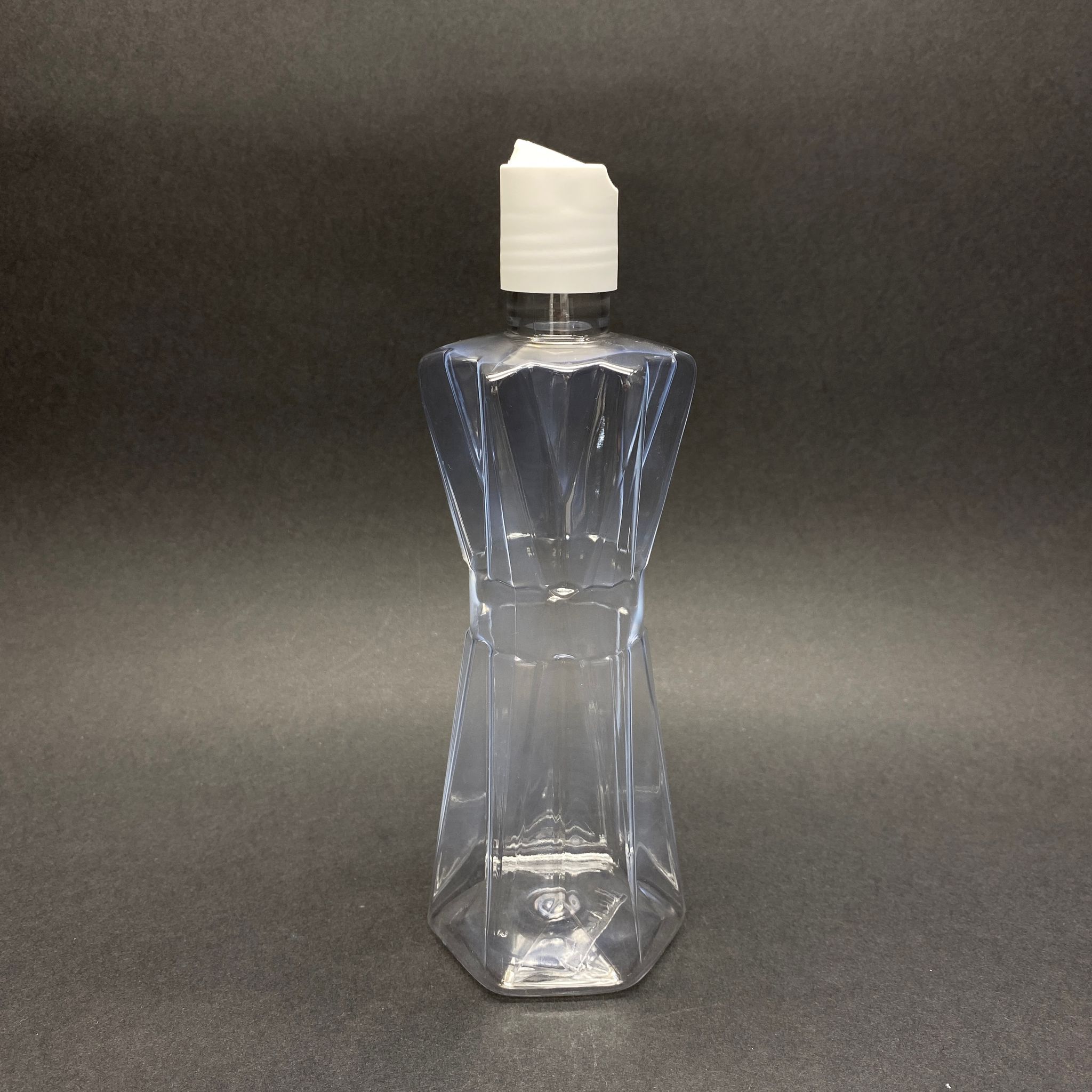 300 Cc Pet Elmas Model Şampuan Şişesi - Şeffaf - Beyaz Disktop Kapaklı - 300 Ml Boş Plastik Şampuan Şişesi