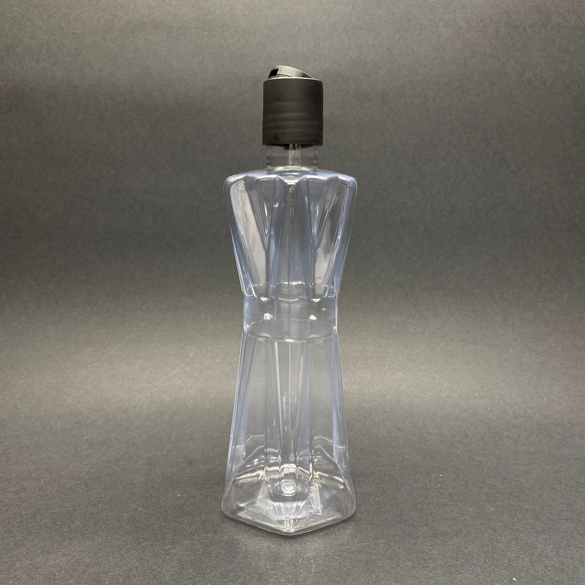 300 Cc Pet Elmas Model Şampuan Şişesi - Şeffaf - Siyah Disktop Kapaklı - 300 Ml Boş Plastik Şampuan Şişesi