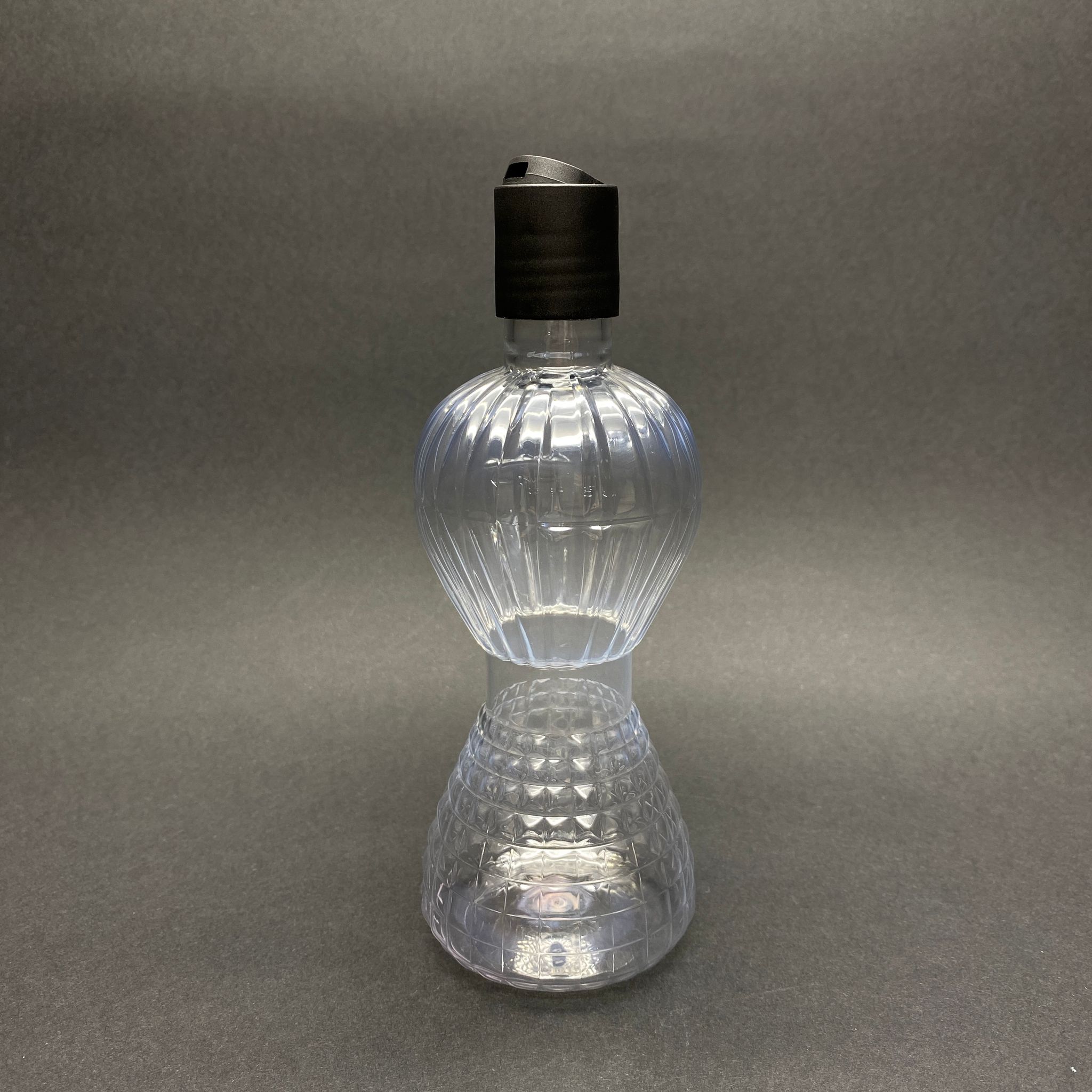 300 Cc Pet Pırlanta Model Şampuan Şişesi - Şeffaf - Siyah Disktop Kapaklı - 300 Ml Boş Plastik Şampuan Şişesi