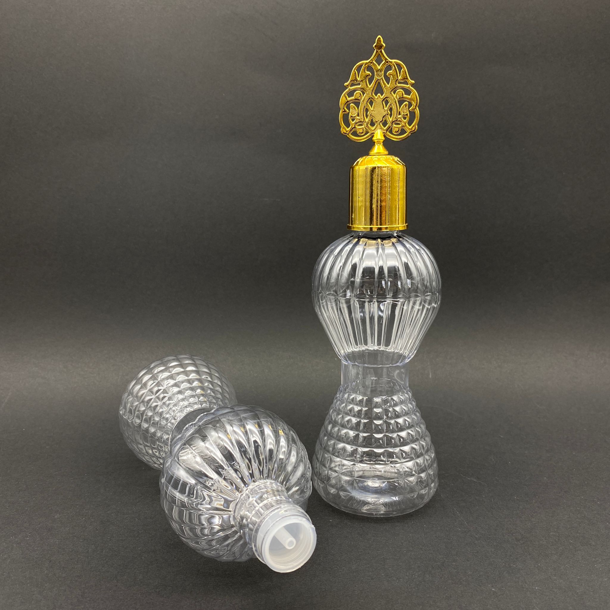300 Cc Pırlanta Kolonya Şişesi - Campet - Gold Osmanlı Kapaklı Kolonya Tıpalı - 300 Ml Campet Kolonya Şişesi