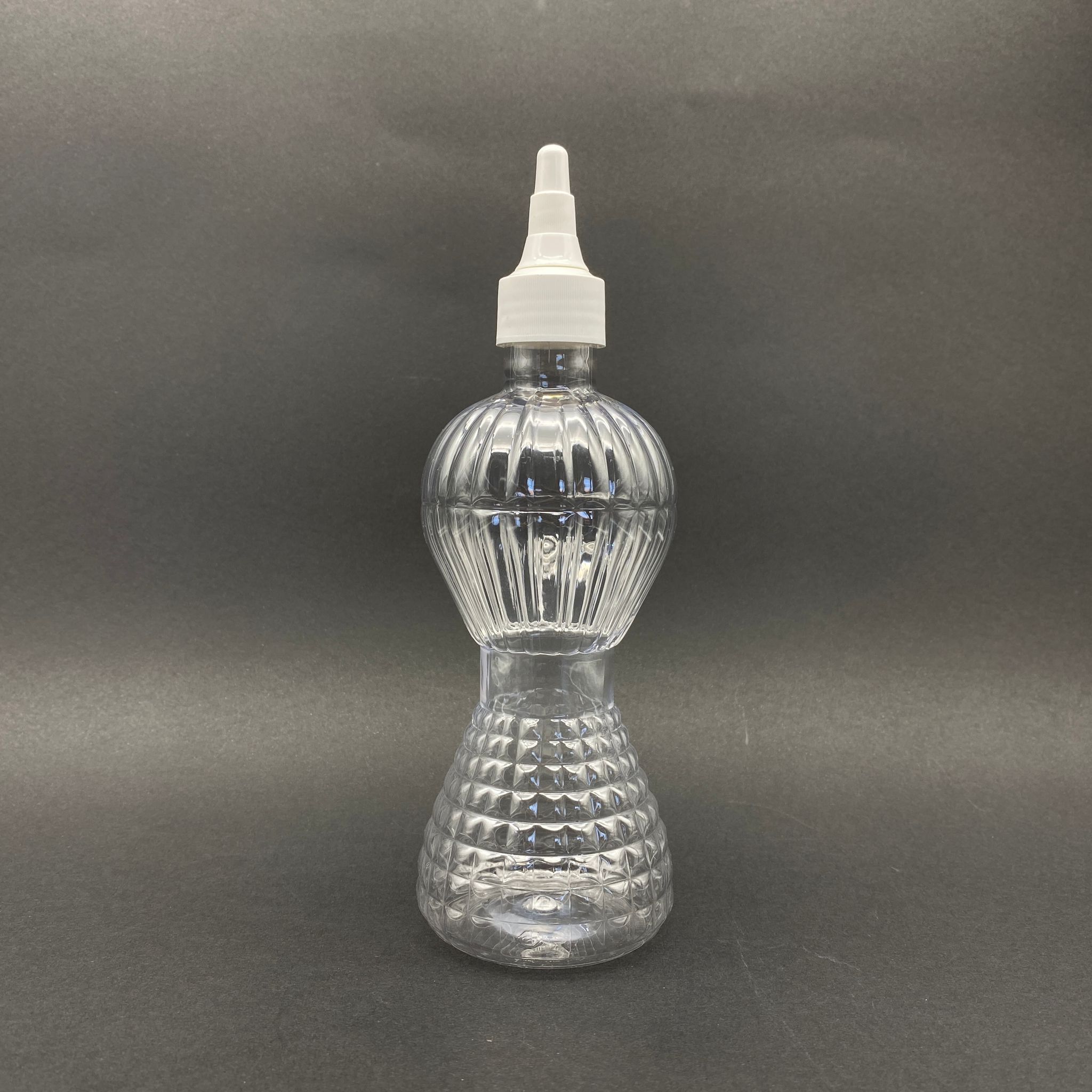 300 Cc Pırlanta Model Pet Şişe - Beyaz Asansör Kapaklı - 300 Ml Akıtıcılı Plastik Şişe