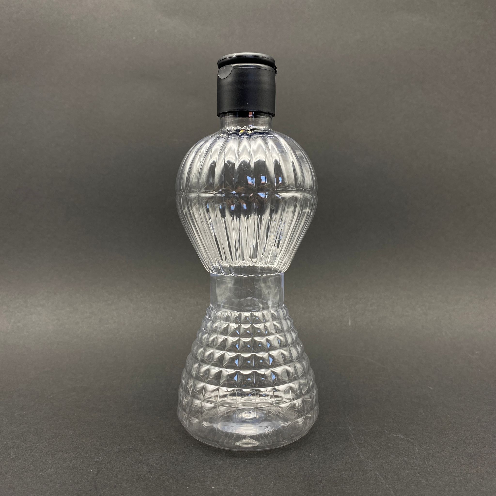 300 Cc Pırlanta Model Pet Şişe - Siyah Fliptop Akıtıcı Kapaklı - 300 Ml Akıtıcılı Plastik Şişe
