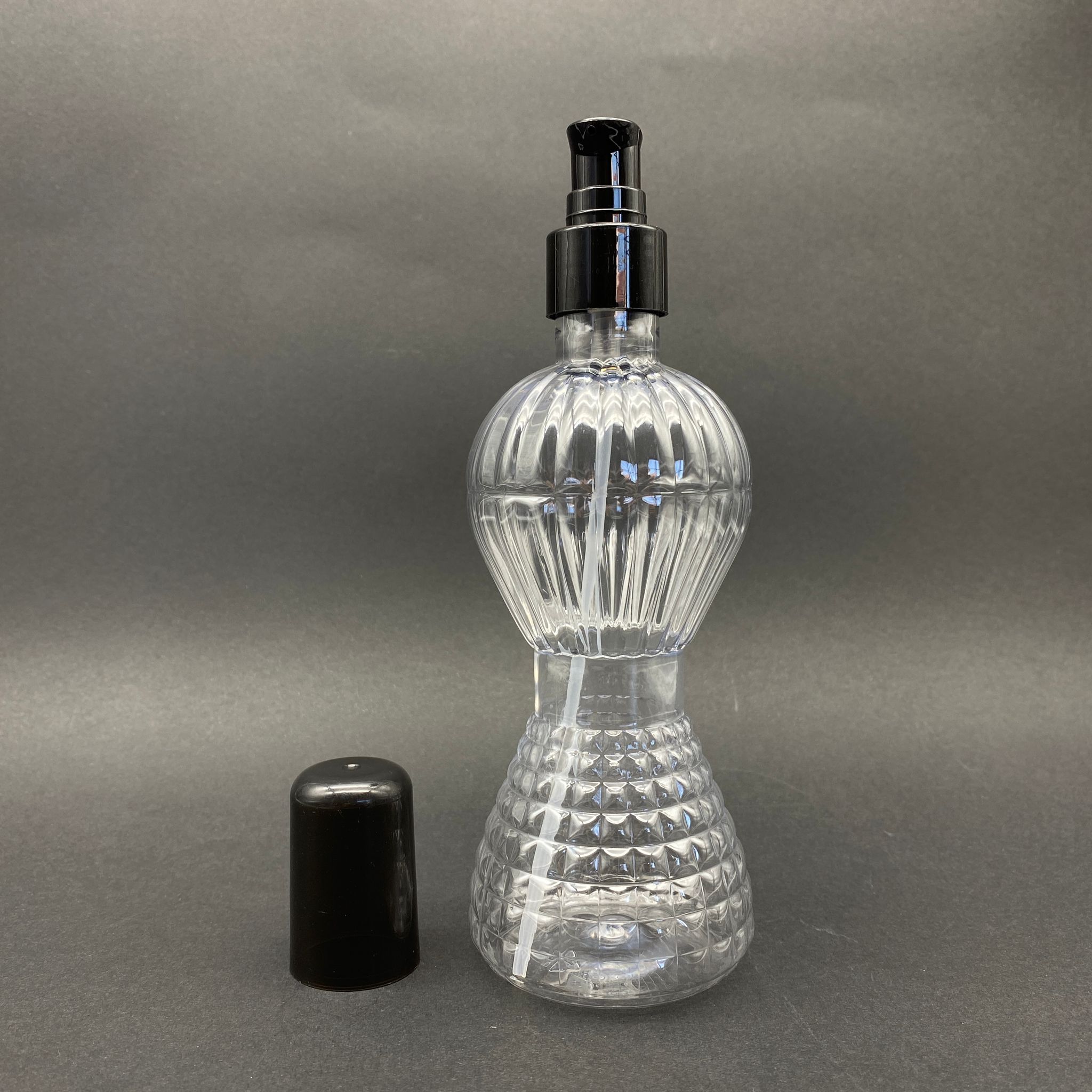 300 Cc Pırlanta Model Pet Şişe - Siyah Losyon Pompalı  - 300 Ml Pompalı Plastik Şişe