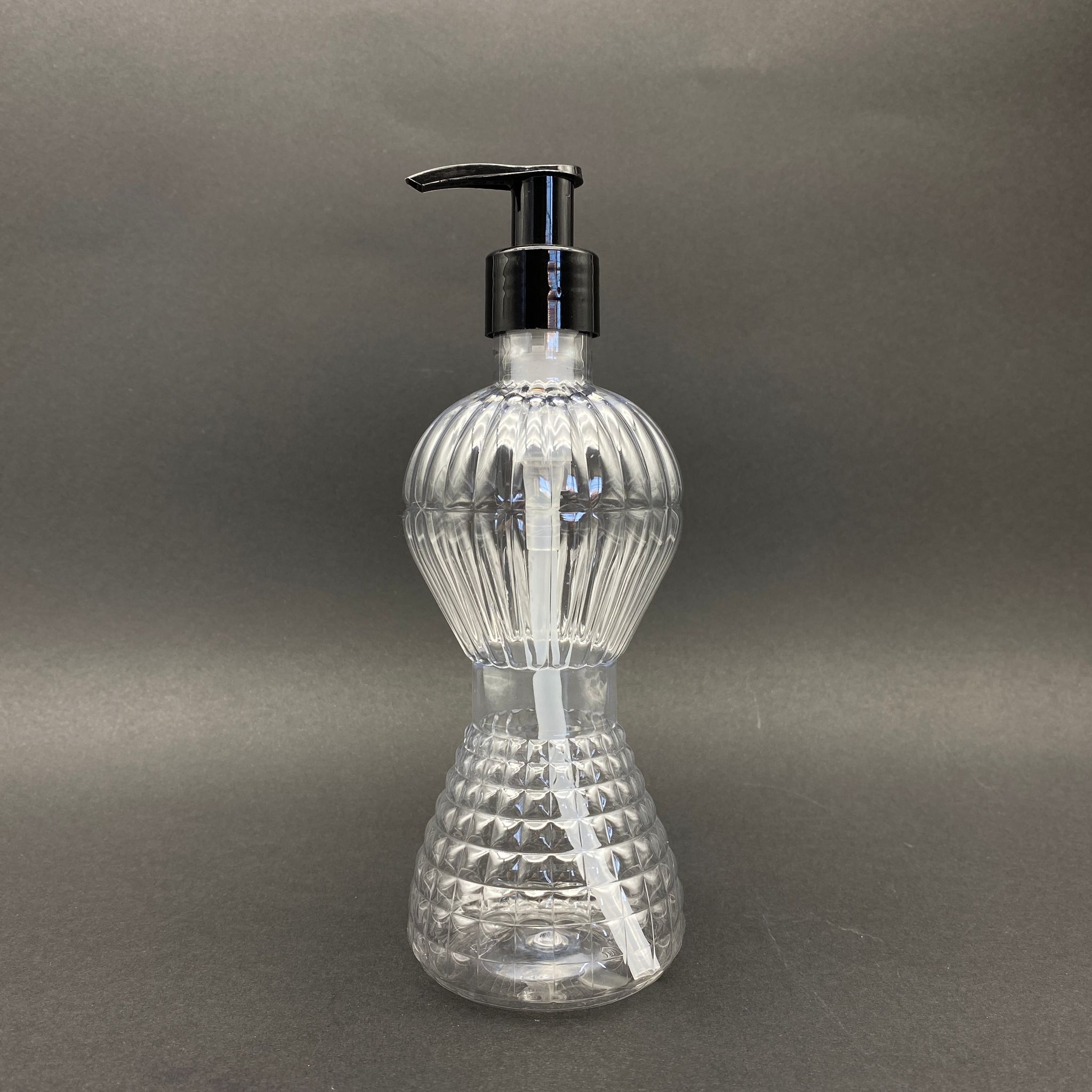 300 Cc Pırlanta Model Pet Şişe - Siyah Pompalı  - 300 Ml Pompalı Plastik Şişe