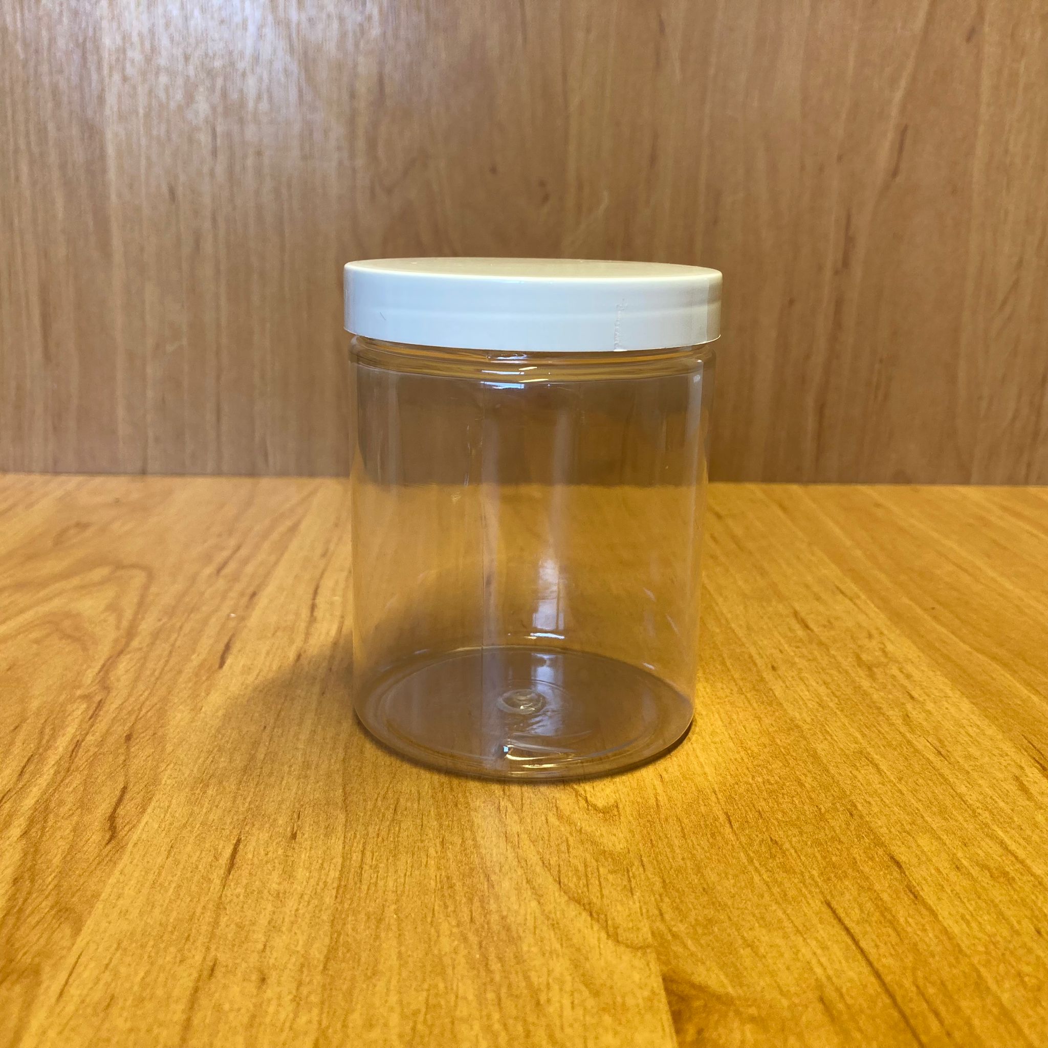 300 Cc Şeffaf Sert Plastik Kavanoz - Beyaz Kapaklı - 300 Ml Plastik Krem Kavanozu