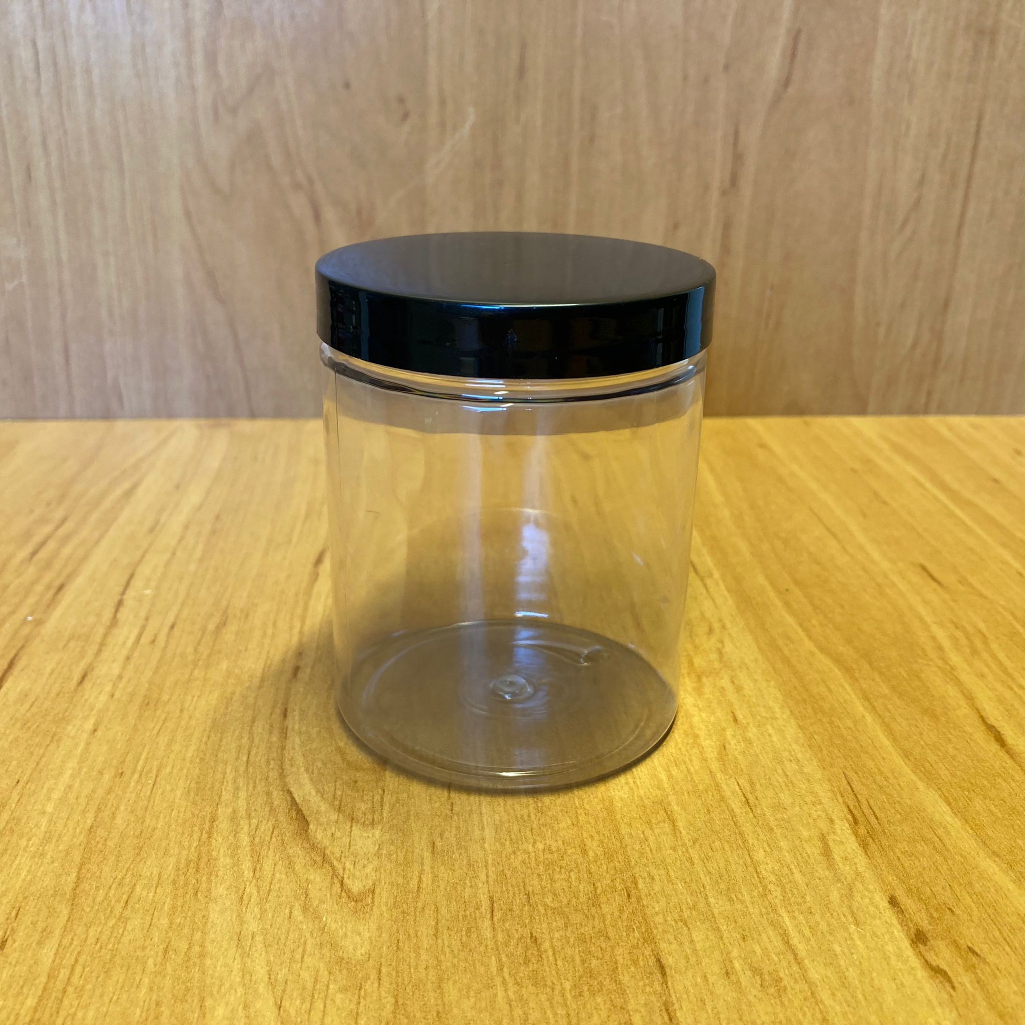 300 Cc Şeffaf Sert Plastik Kavanoz - Siyah Kapaklı - 300 Ml Plastik Krem Kavanozu