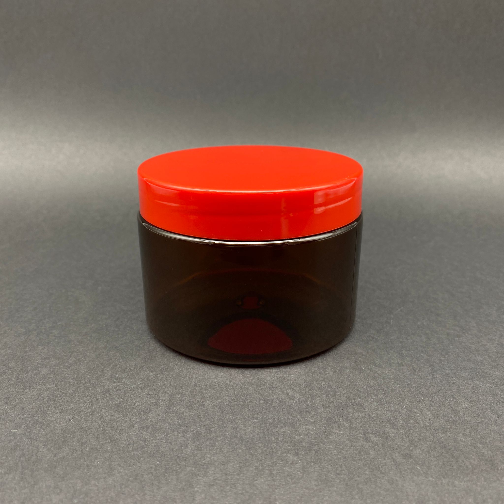 300 Cc Sert Plastik Amber Kavanoz - Kırmızı Kapaklı  - 300 Ml Kahverengi Kavanoz
