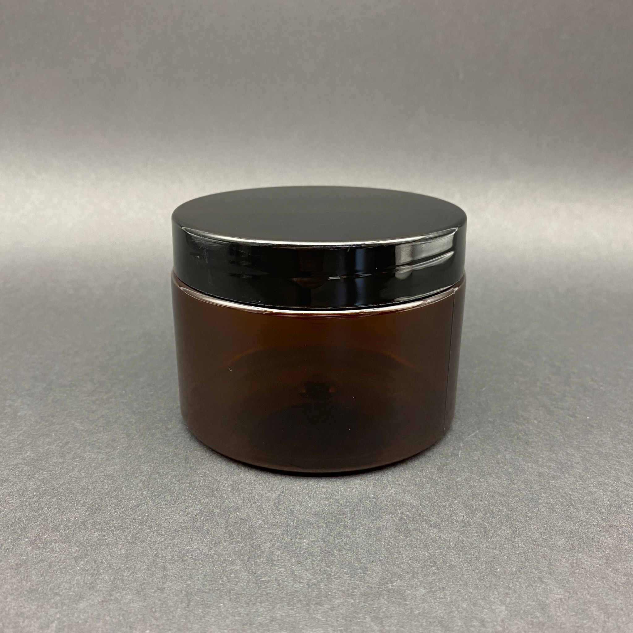 300 Cc Sert Plastik Amber Kavanoz - Siyah Kapaklı  - 300 Ml Kahverengi Kavanoz