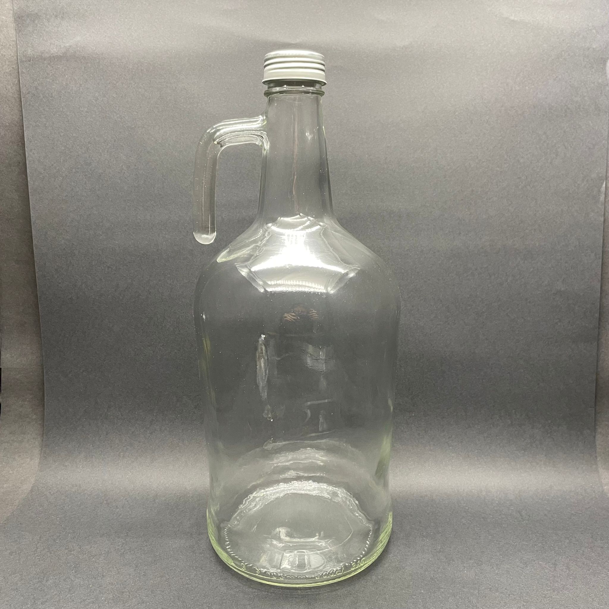 3000 Cc Kulplu Galon Şişe - 3 Litre Galon Kulplu Cam Şişe - Gümüş Metal Kapaklı