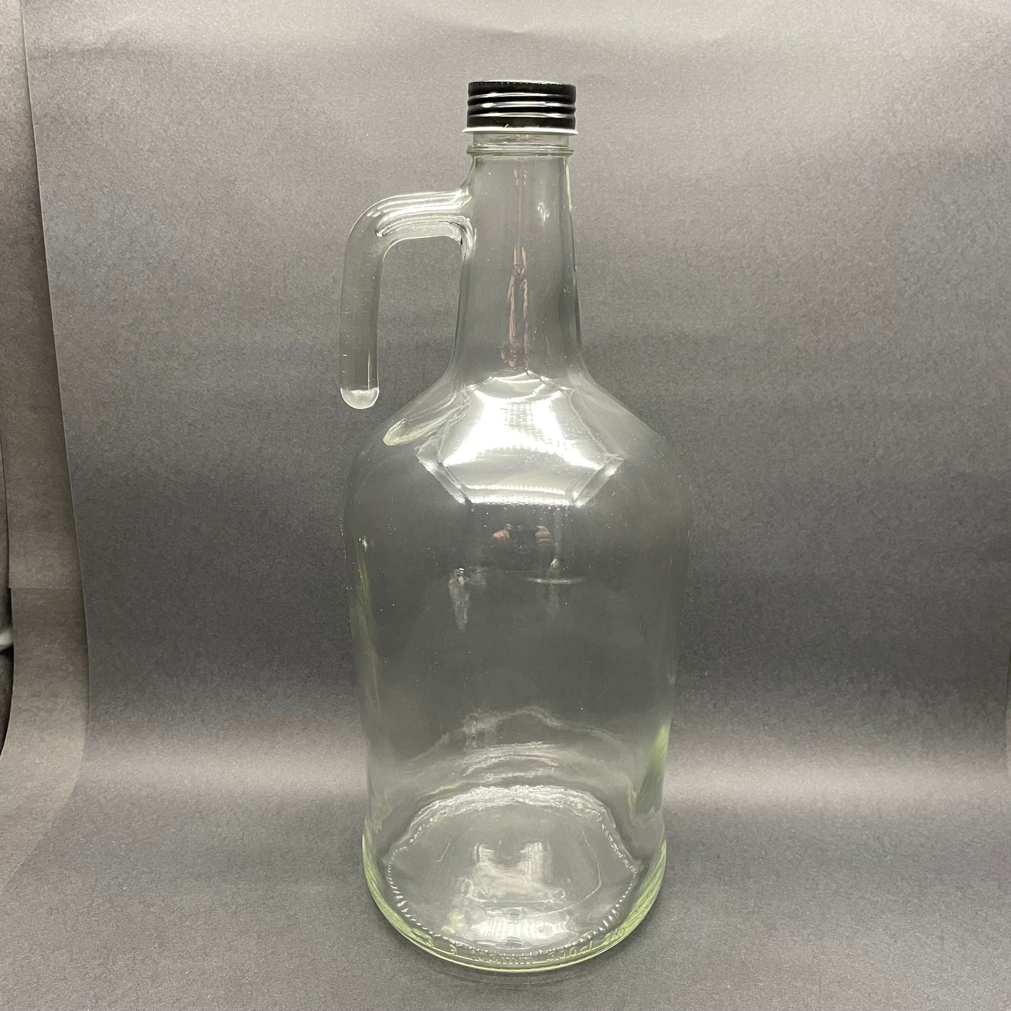 3000 Cc Kulplu Galon Şişe - 3 Litre Galon Kulplu Cam Şişe - Siyah Metal Kapaklı