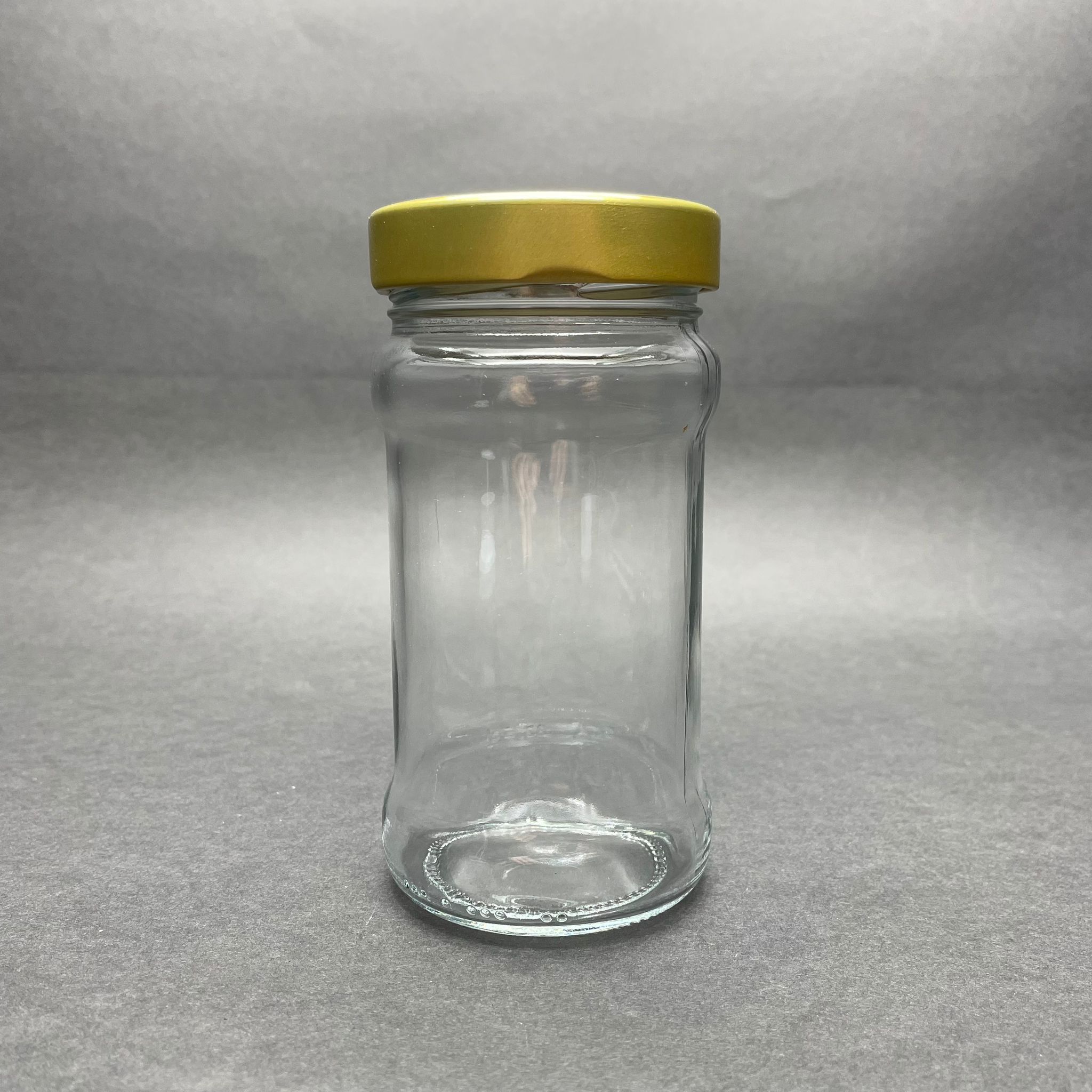 326 Cc Cam Kavanoz - Derin Gold Kapaklı - 326 Ml Reçel Kavanozu