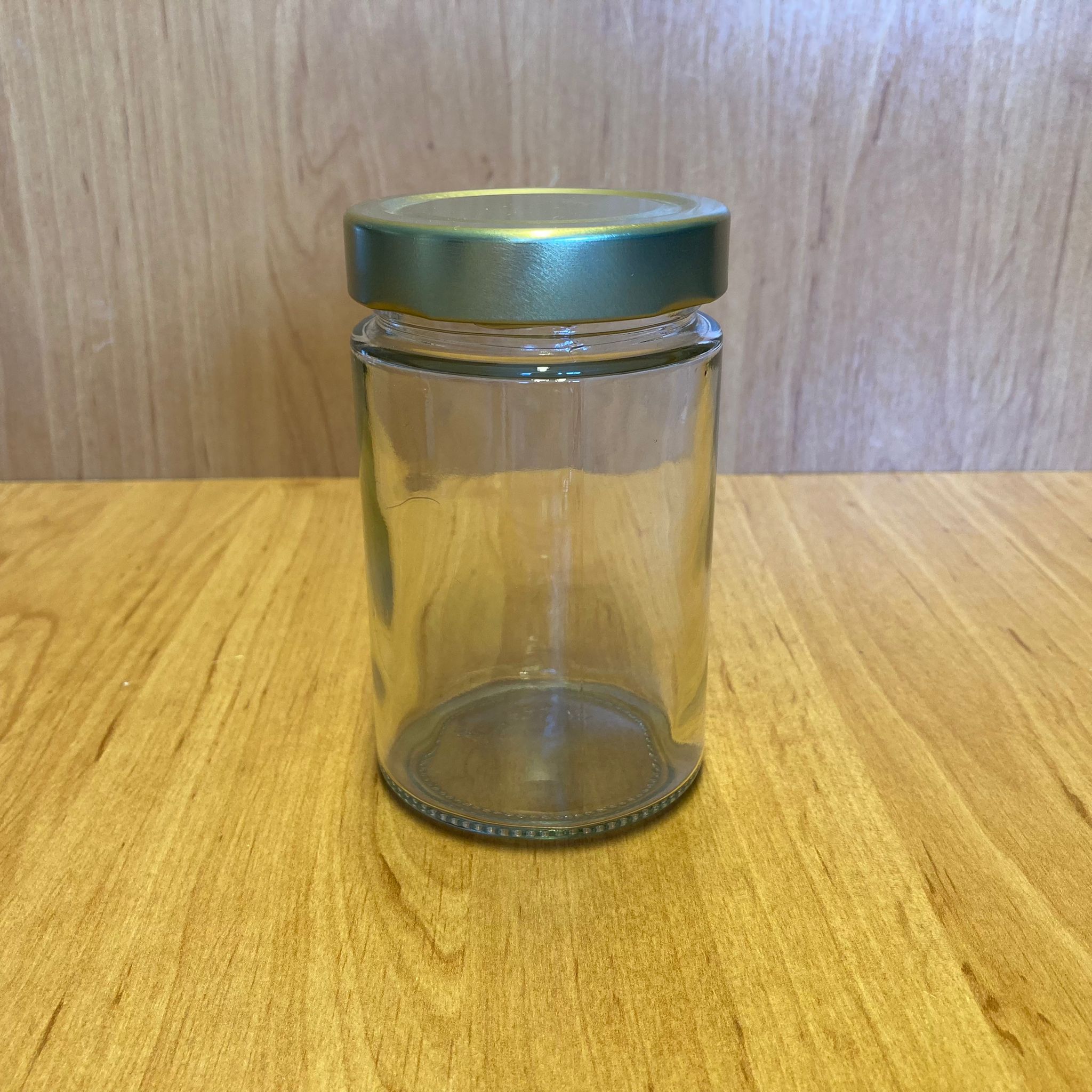 327 Cc Alman Kavanoz - Gold Metal Kapaklı - 327 Ml Derin Kapaklı Cam Kavanoz