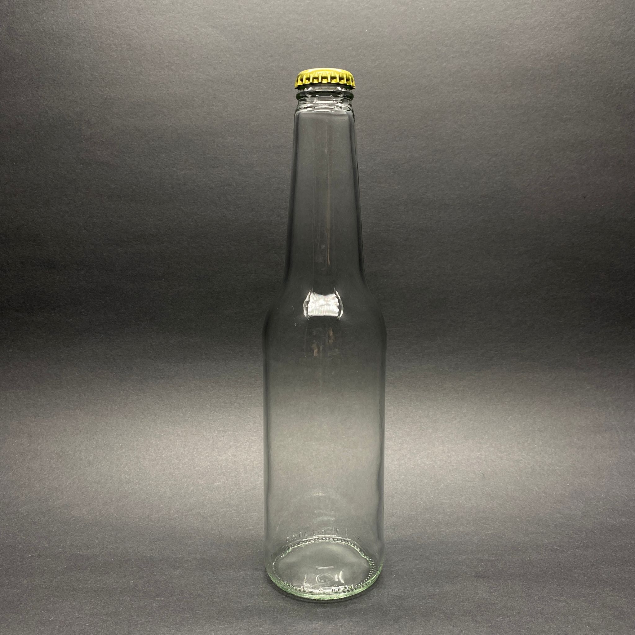 330 Cc Cam Meşrubat Şişesi - Gold Kapaklı (26 Mm Geçme Gazoz Ağız) - Silme Hacmi 410 Cc - 330 Ml Gazlı İçecek , Coldbrew , Meşrubat Vb. İçin Boş Cam Şişe