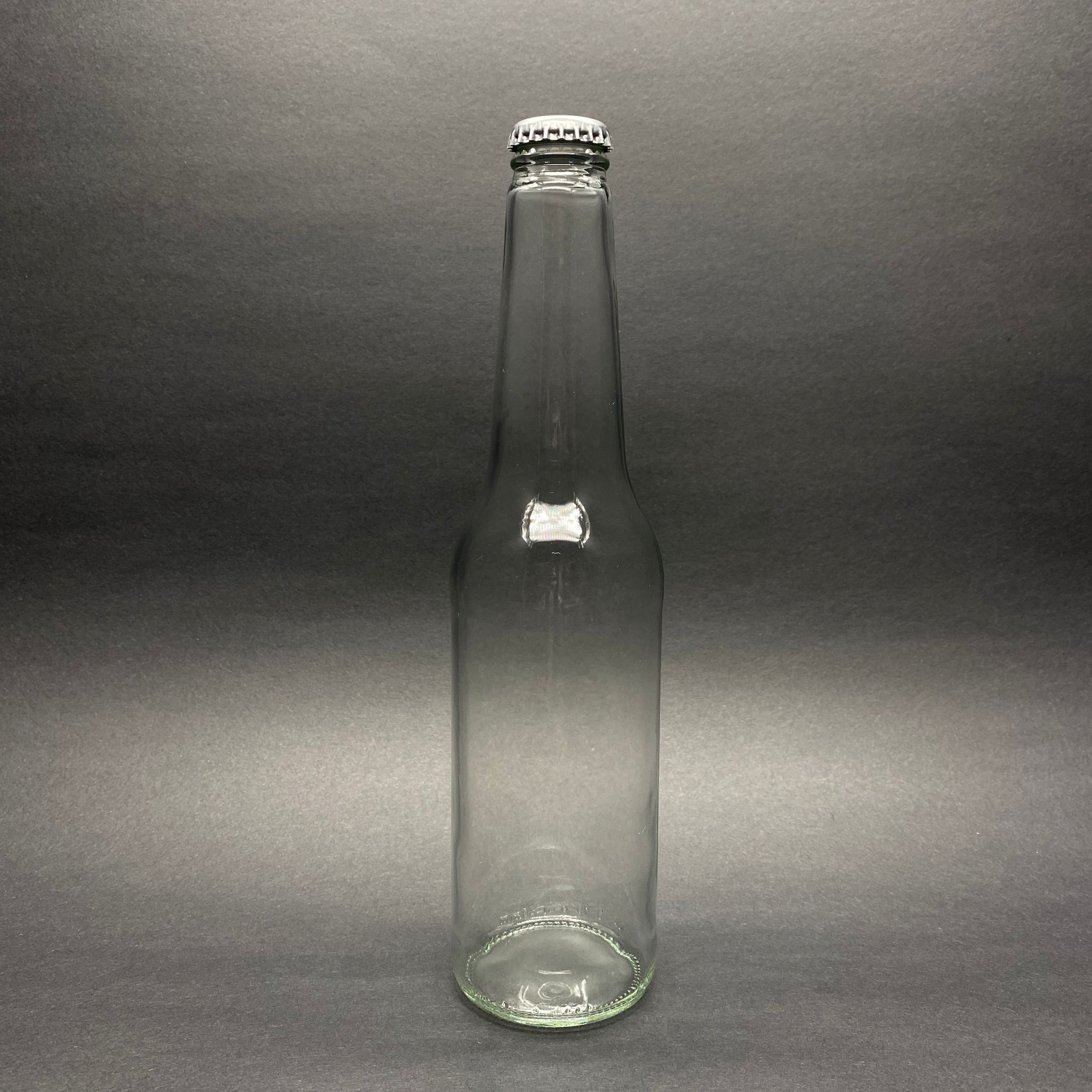330 Cc Cam Meşrubat Şişesi - Gümüş Kapaklı (26 Mm Geçme Gazoz Ağız) - Silme Hacmi 410 Cc - 330 Ml Gazlı İçecek , Coldbrew , Meşrubat Vb. İçin Boş Cam Şişe