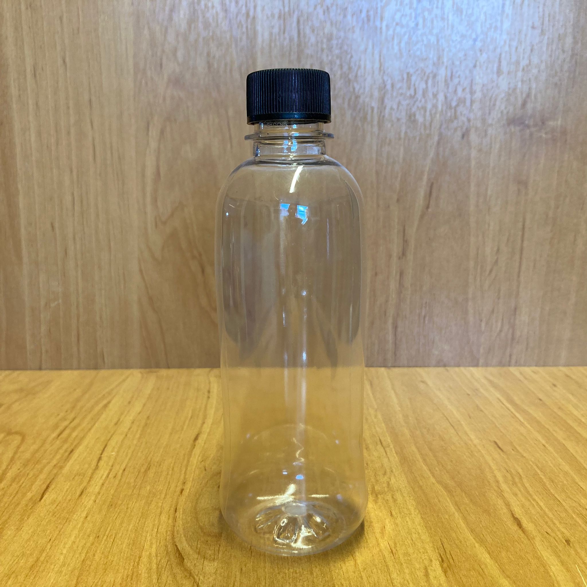 330 Cc Düz Model Pet Şişe - Siyah Kapaklı - 330 Ml Boş Pet Şişe