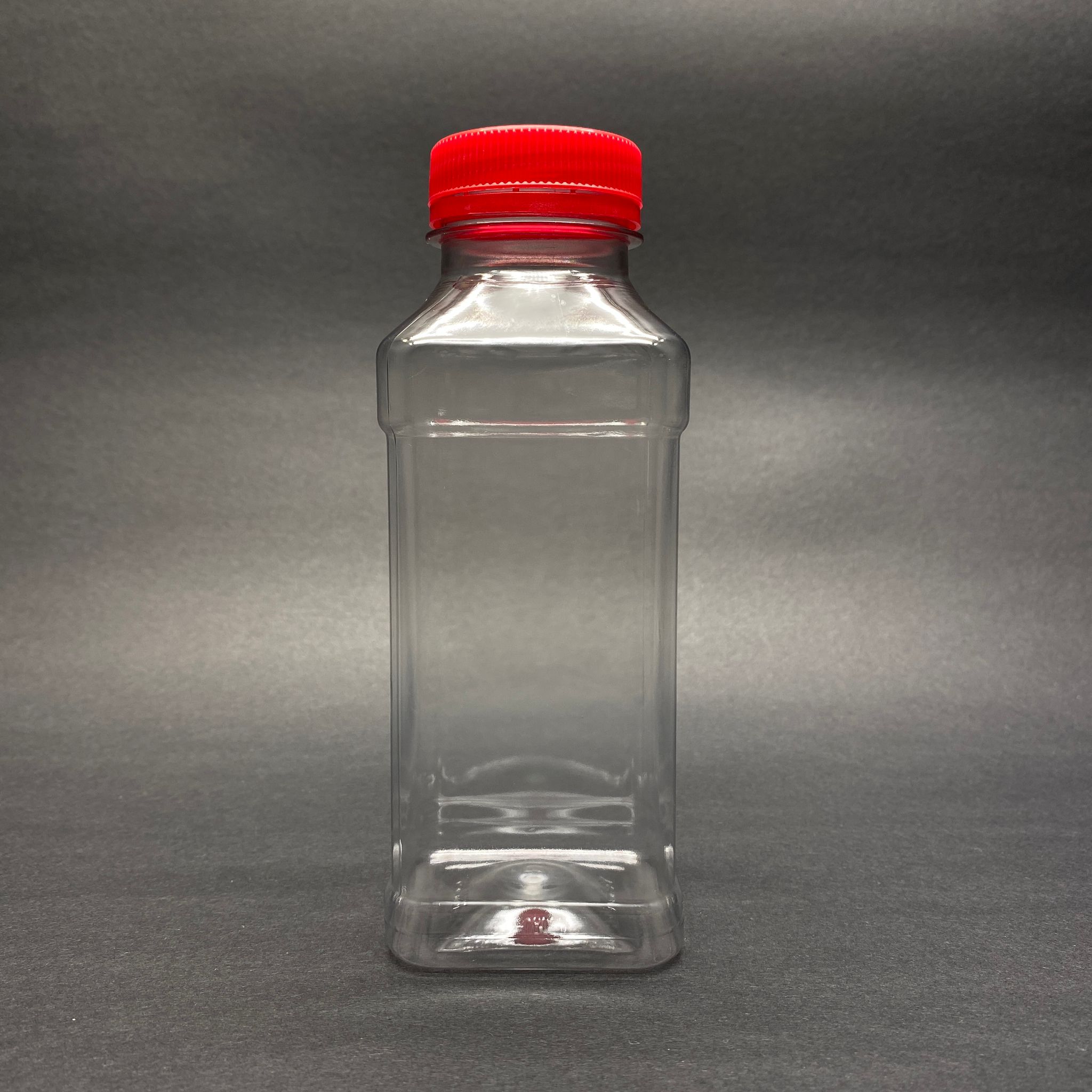 330 Cc Kare Pet Şişe (23 Gr) - Geniş Ağızlı Kırmızı Kilitli Kapaklı - 330 Ml Detox , Meyve Suyu Şişe , Boş Detoks Şişe